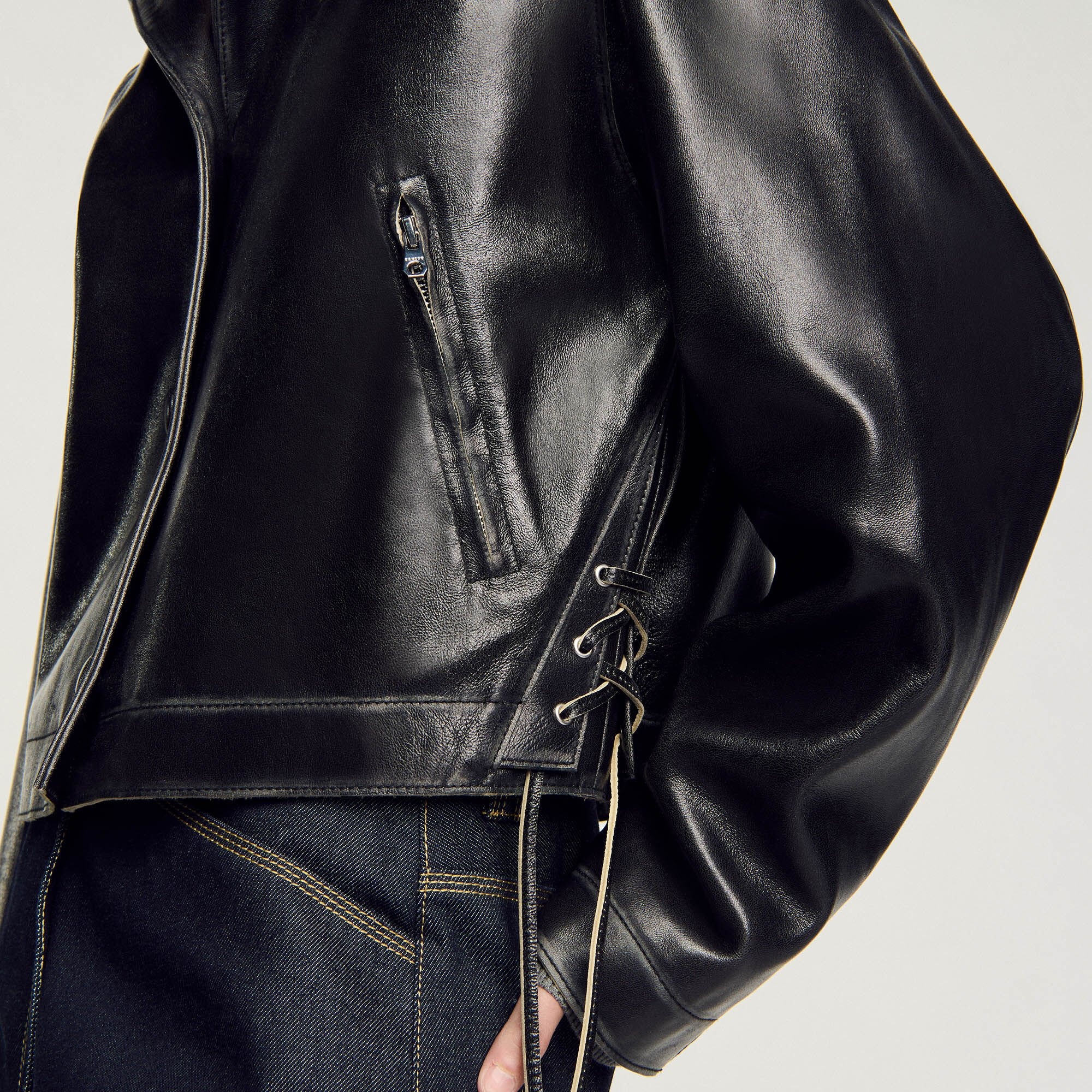 DISTRESSED LEATHER JACKET - 4