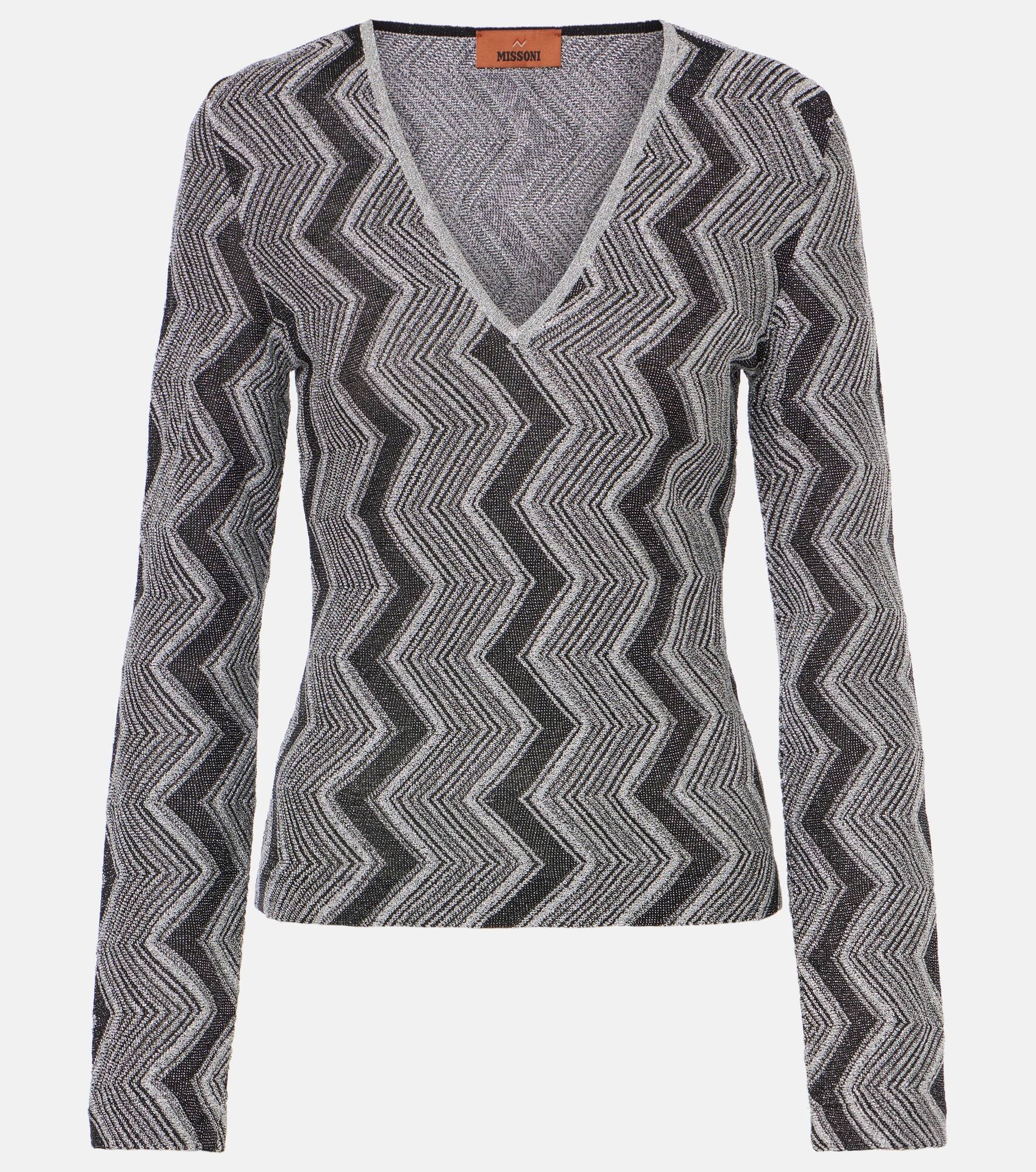 Zig Zag metallic knit sweater - 1