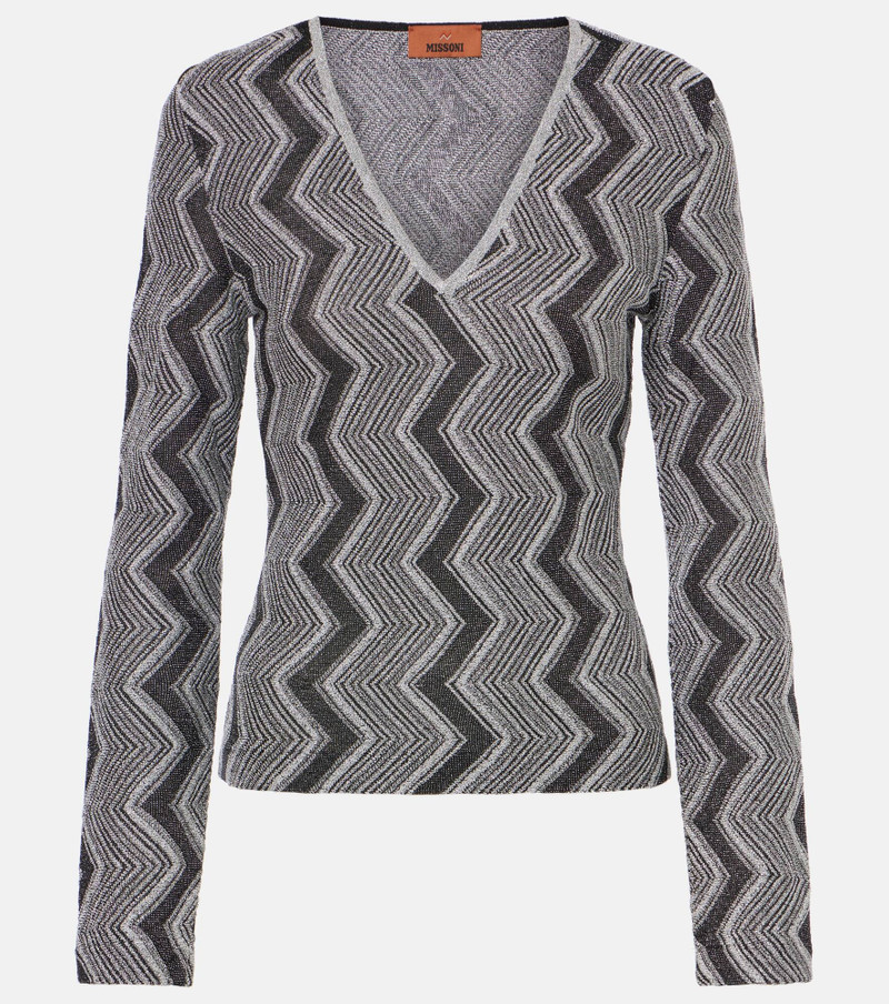 Zig Zag metallic knit sweater 1