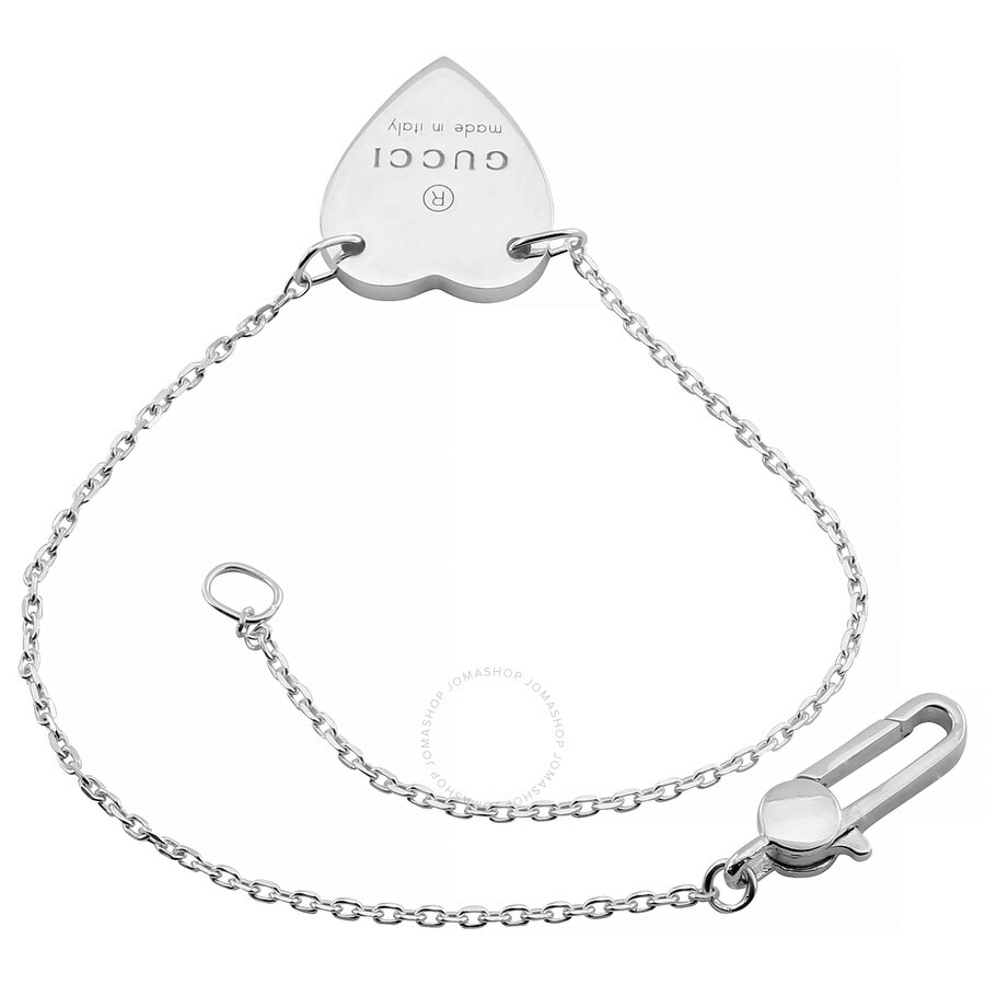 Gucci Silver Engraved Heart Motif Trademark Bracelet - 3