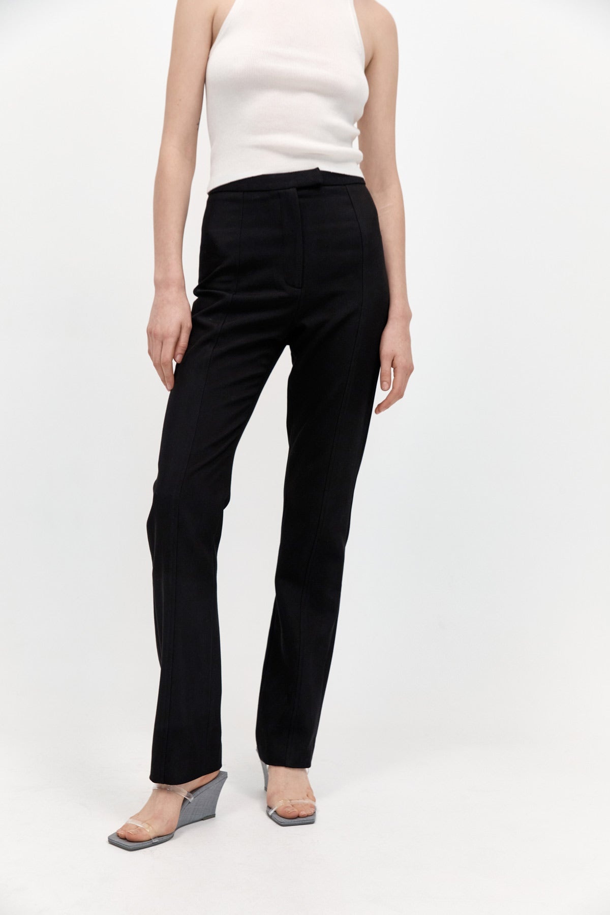 Slim Panelled Trousers - Black - 1