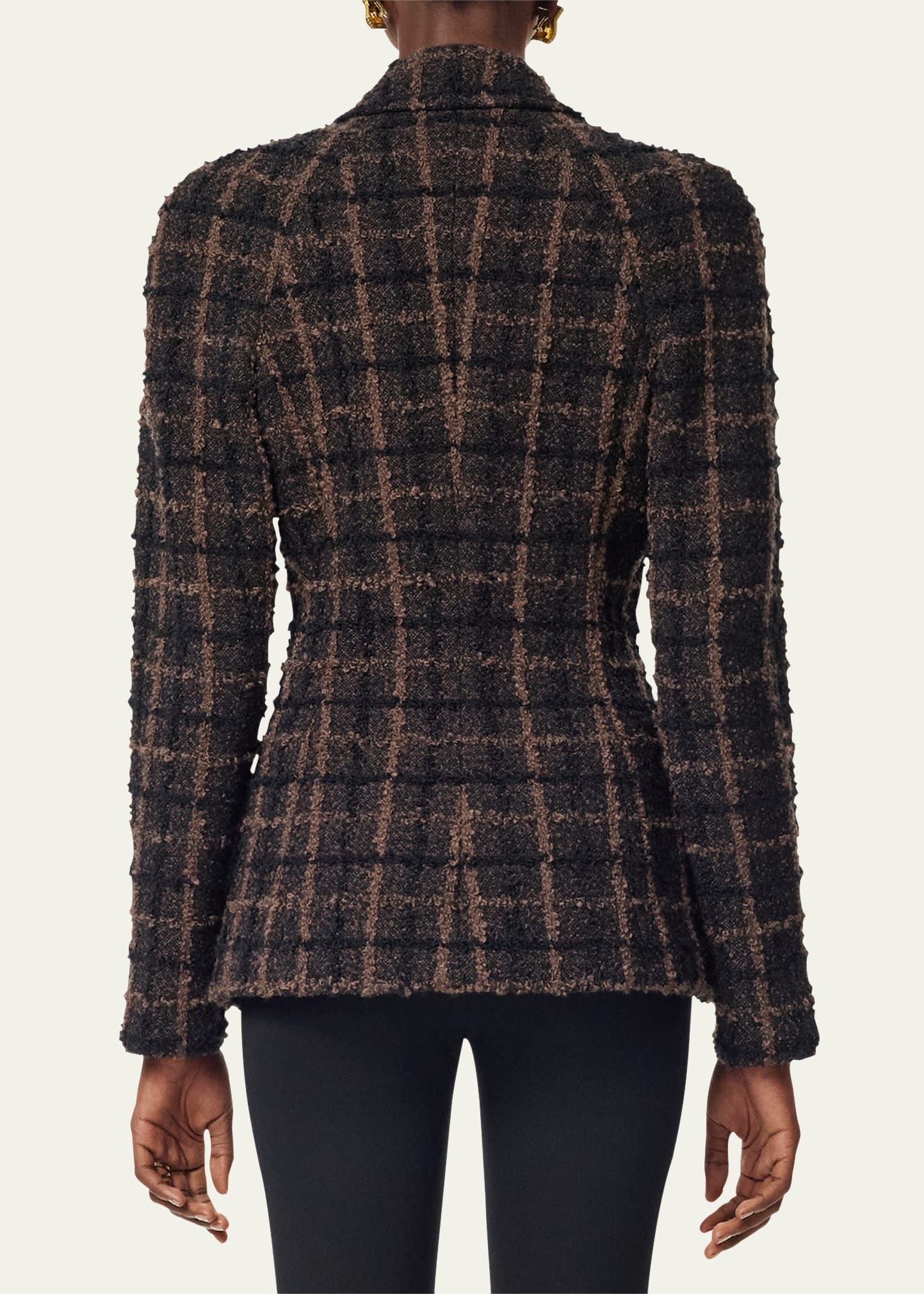 Melange Wool Tweed Blazer Jacket - 2