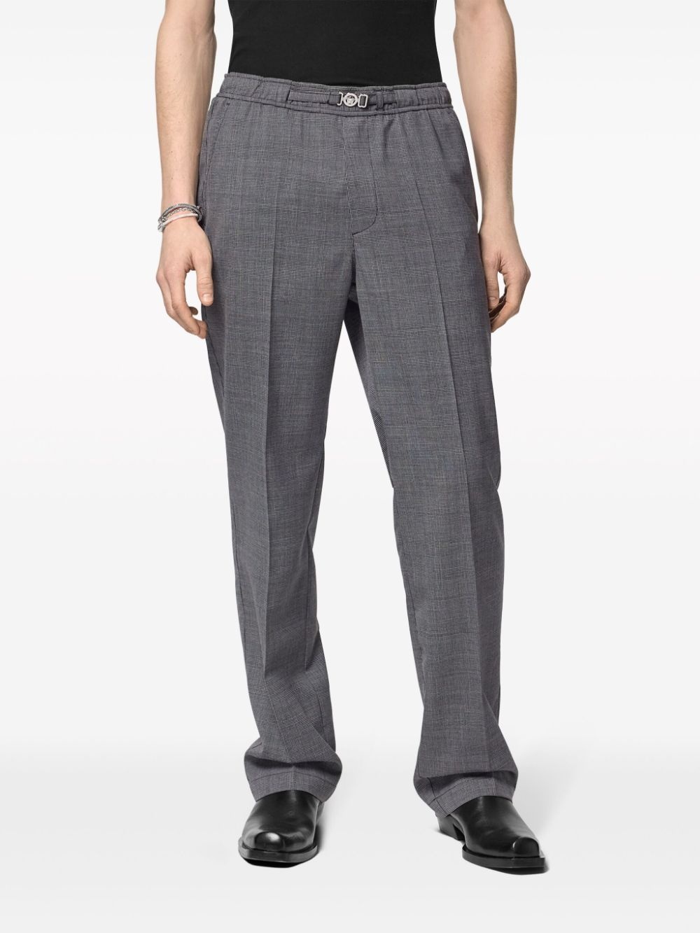 houndstooth-pattern wool trousers - 3