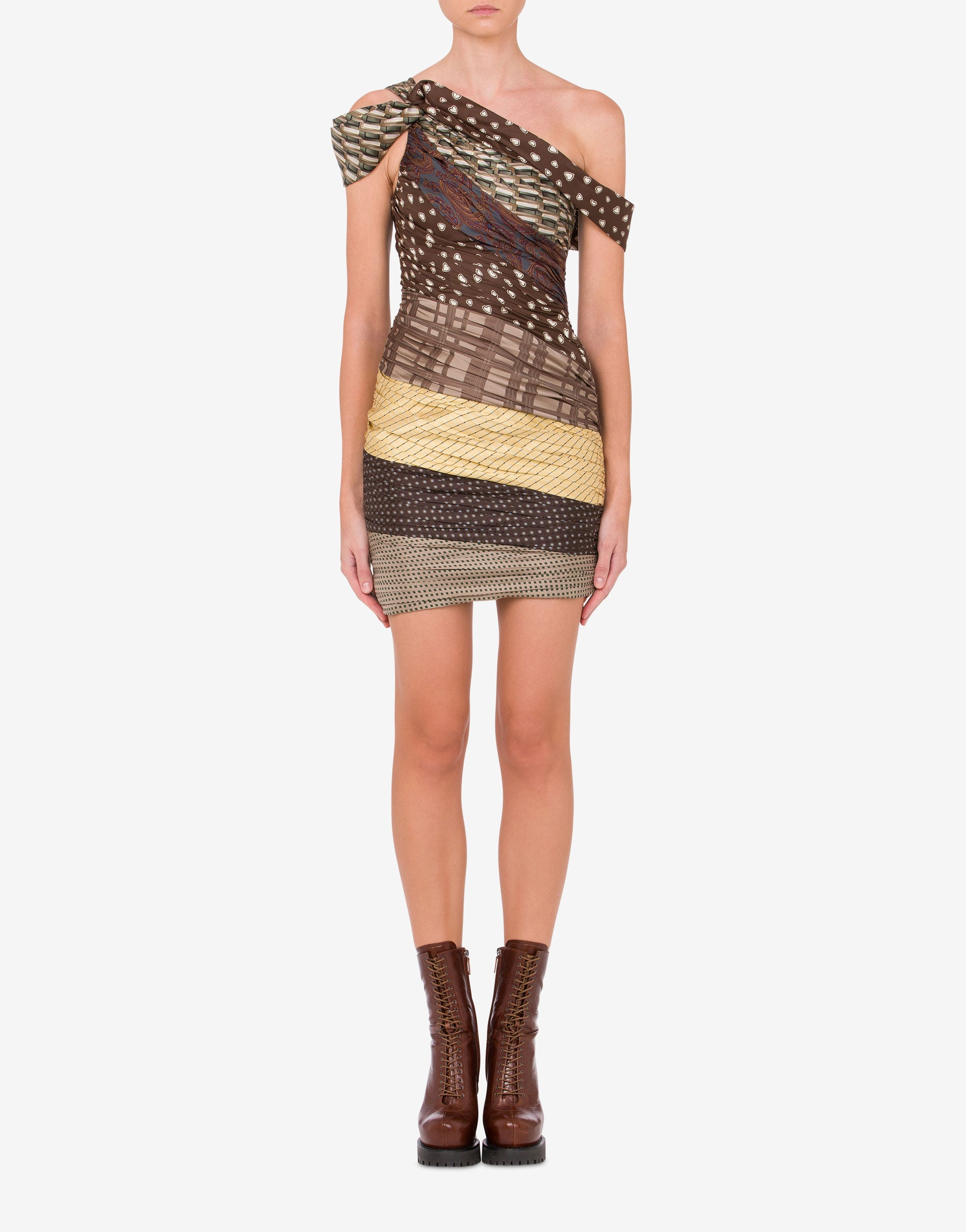 TIE PATCHWORK DRAPED DRESS - 2