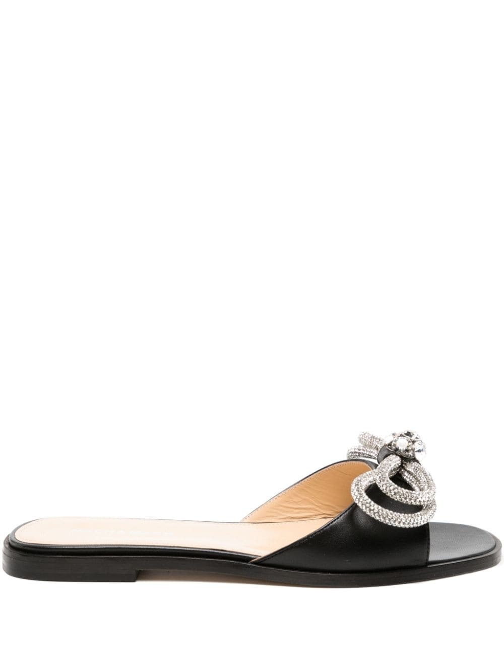 Double-Bow leather slides - 1