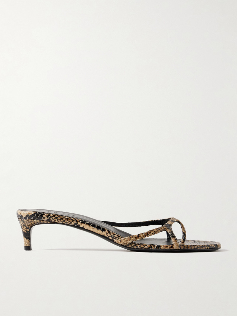 Mila Snake-effect Leather Mules 1