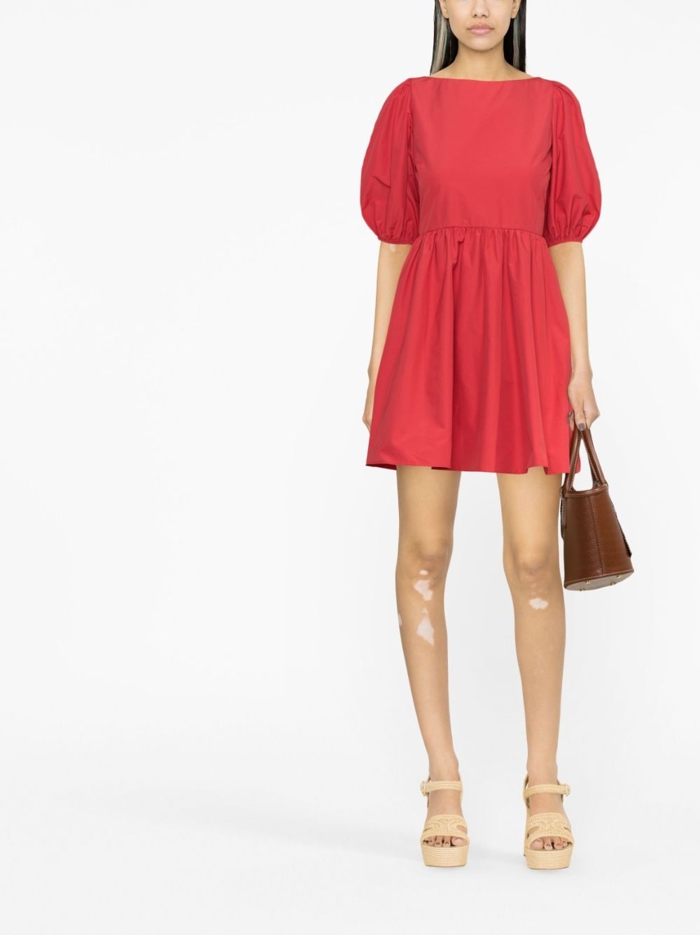 puff-sleeve pleated minidress - 2