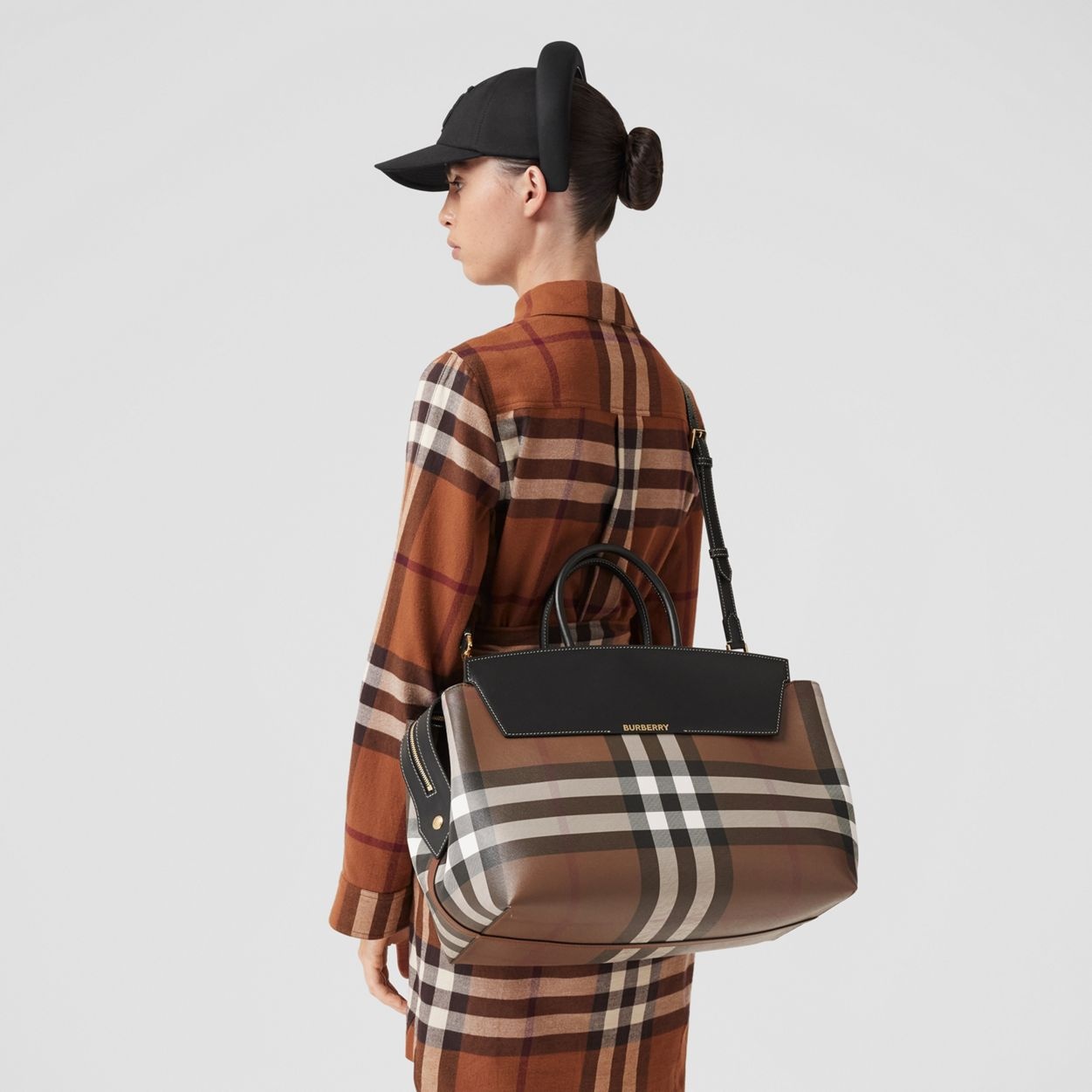 Check and Leather Large Catherine Bag - 9