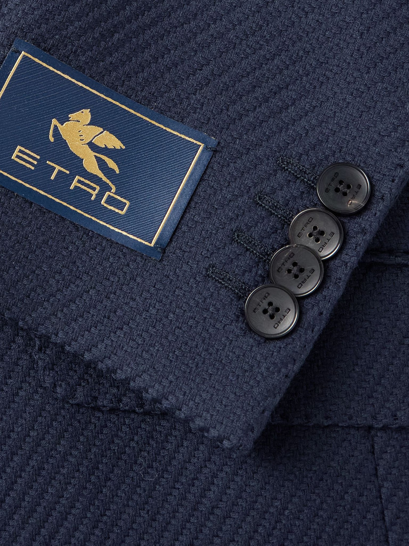 Roma Basketweave Wool Blazer Blue 4