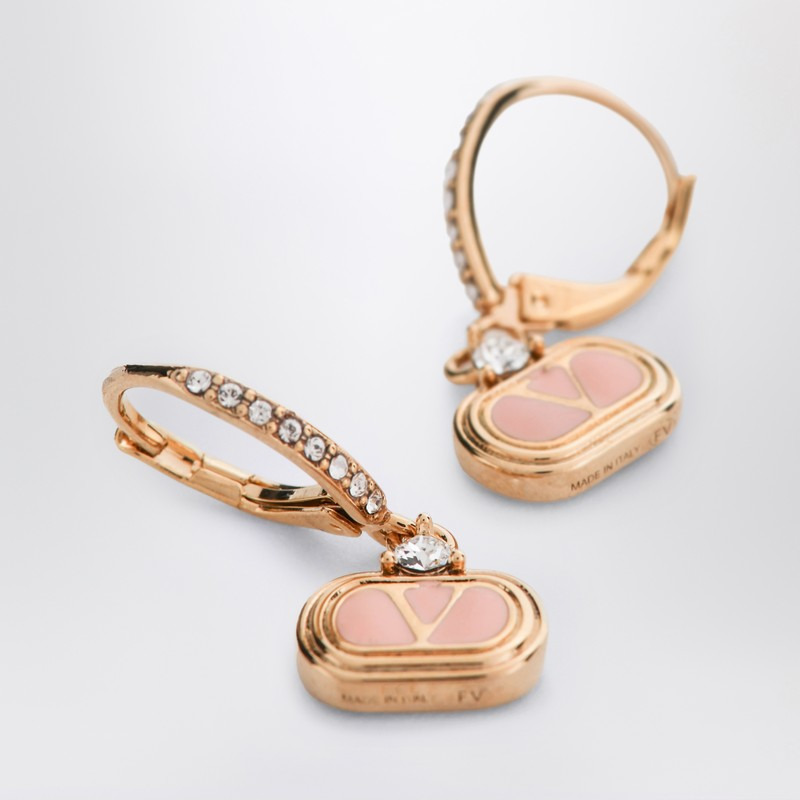 Valentino Garavani Oval Earrings In Metal And Swarovski Crystals Women - 2