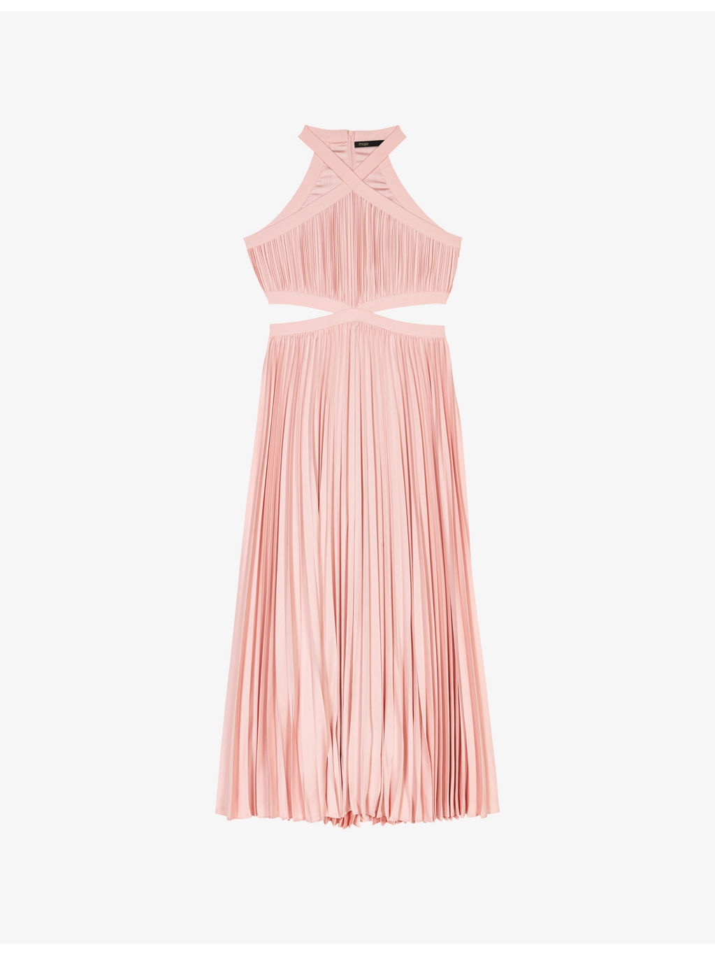 Pleated Cut-Out Woven Midi Dress - 1