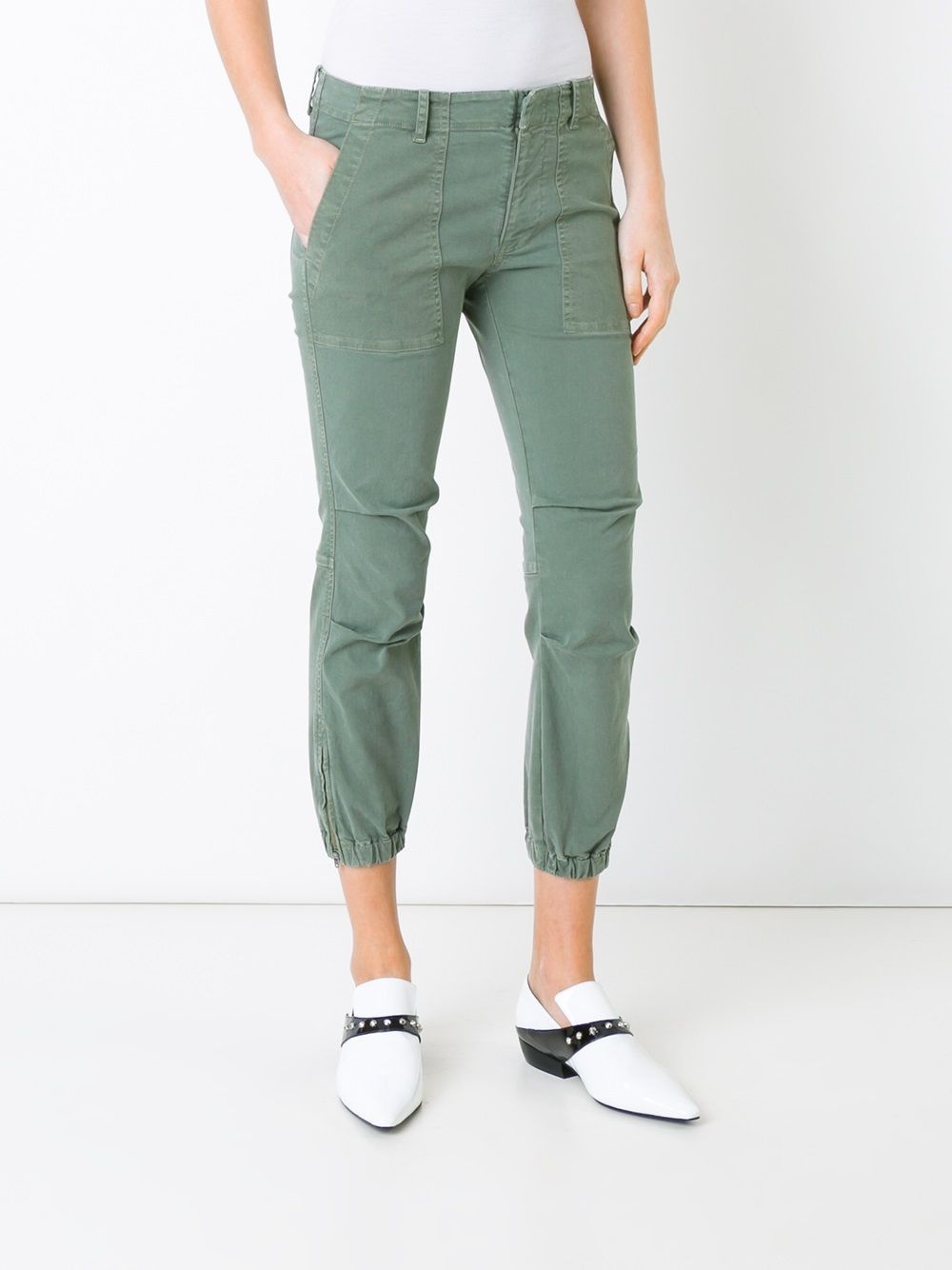 elasticated hem cropped trousers - 3