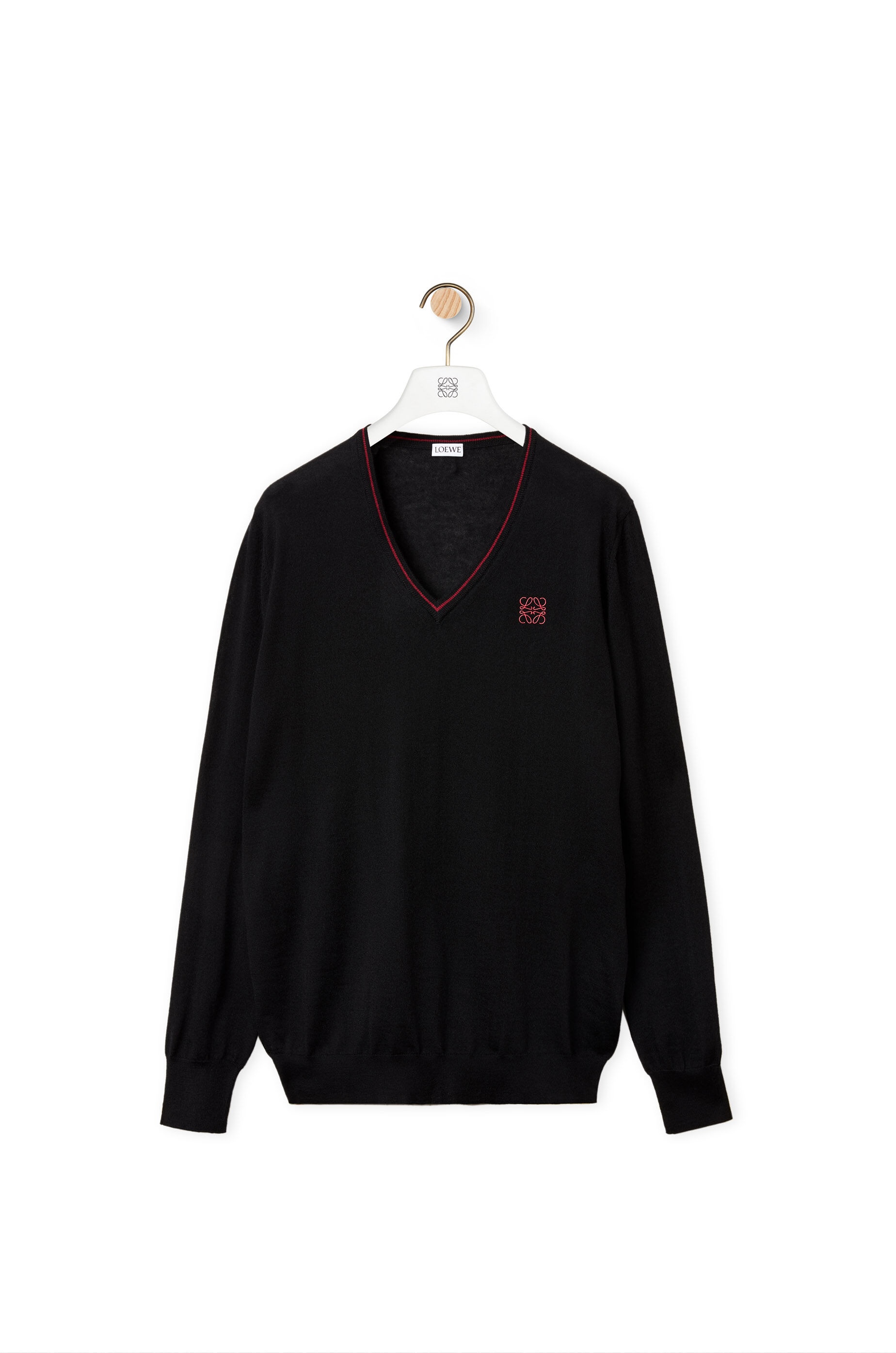 Anagram embroidered v-neck sweater in cashmere - 1