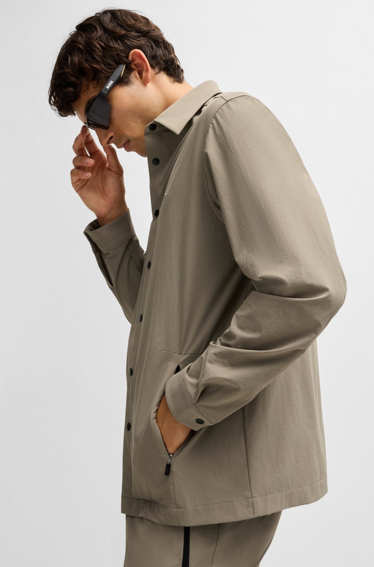RELAXED-FIT OVERSHIRT IN WATER-REPELLENT STRETCH FABRIC - 6