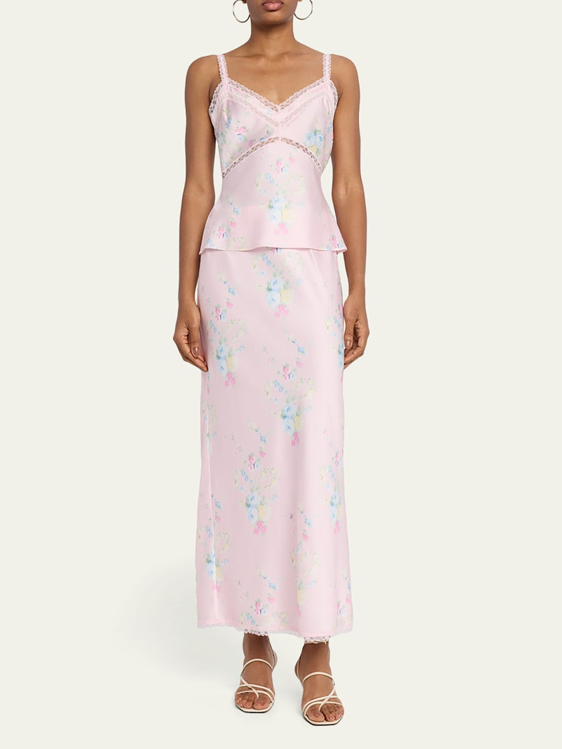 LoveShackFancy Kalo Satin Maxi Skirt outlook