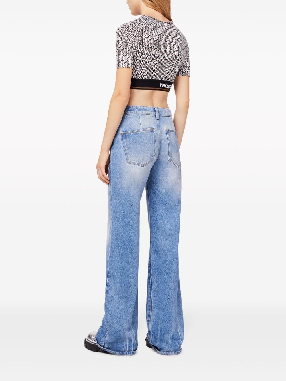monogram-print cropped T-shirt - 4