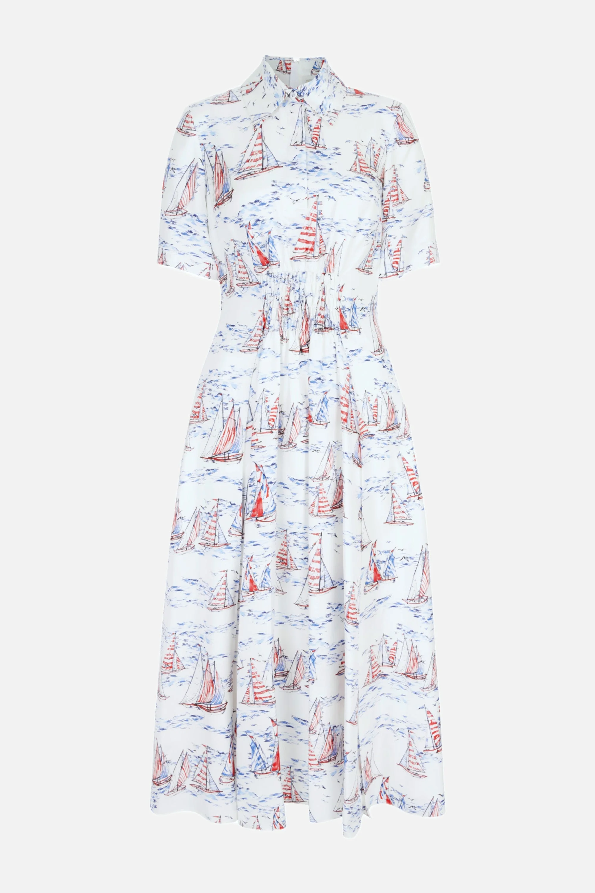 Khloe Dress in Boat Print Silk Twill - 1