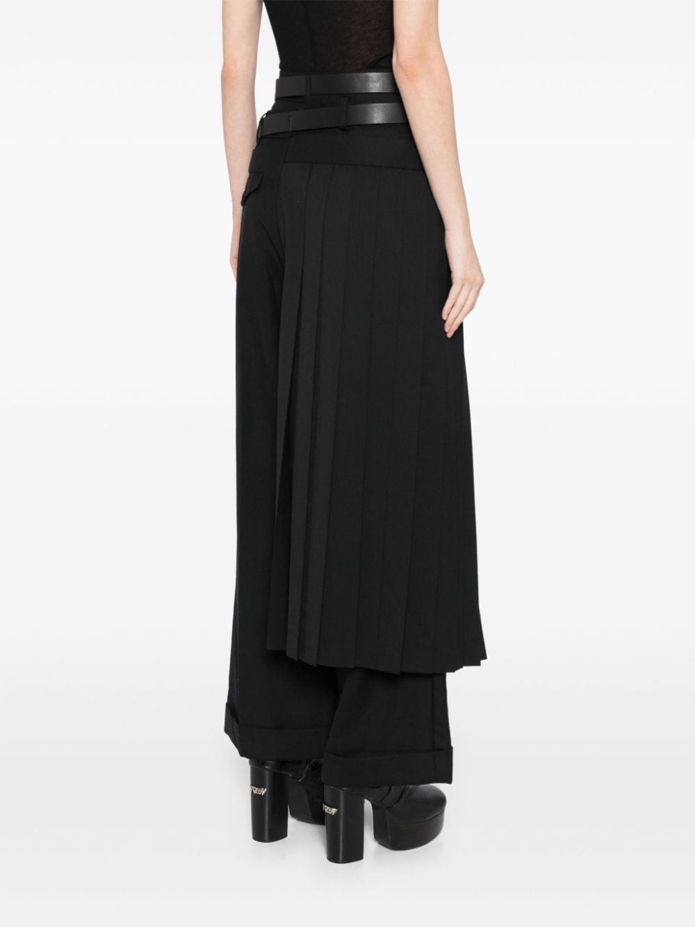 belted wool trousers - 4