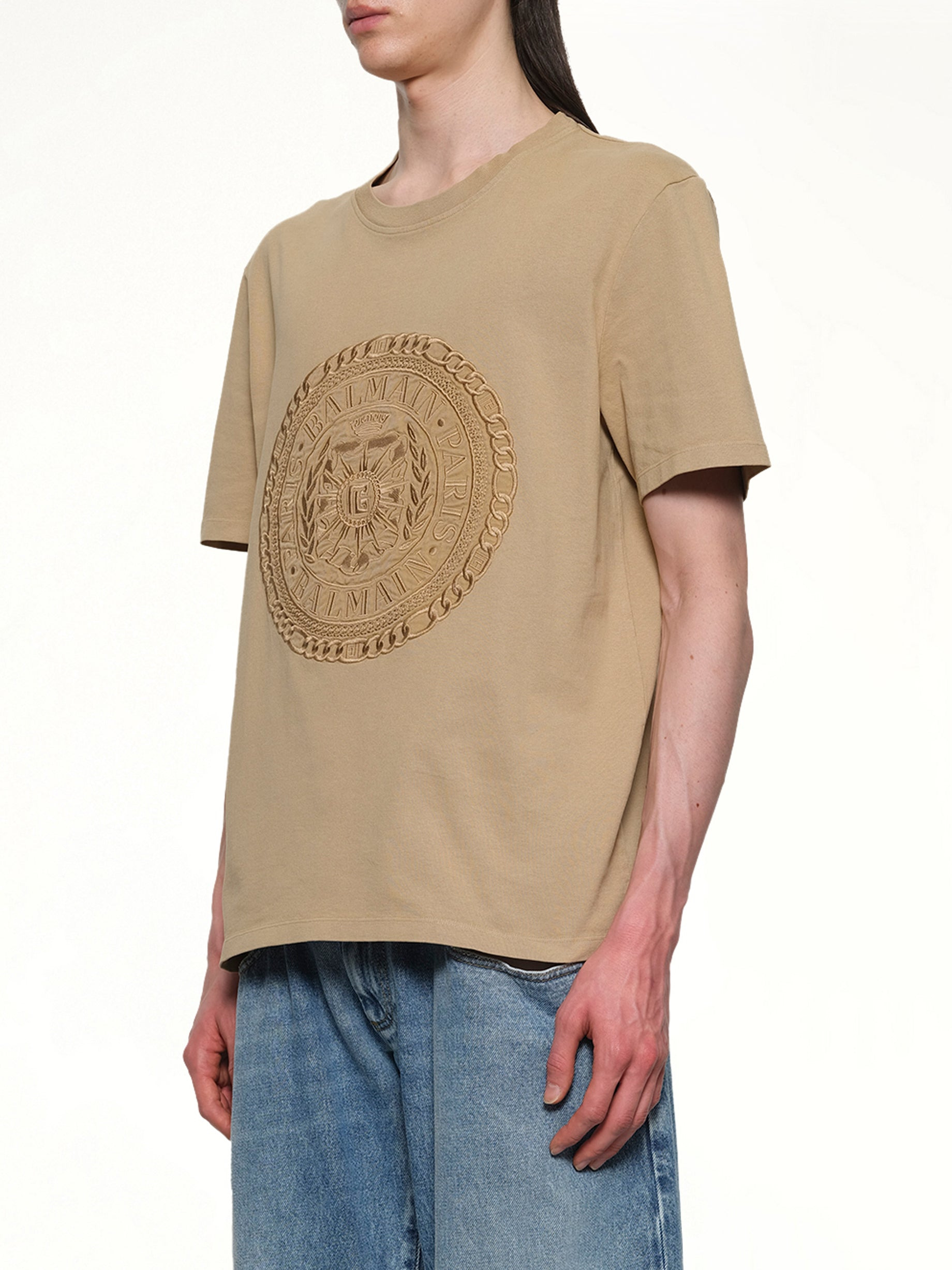 Balmain Medal T-Shirt in Camel - 3