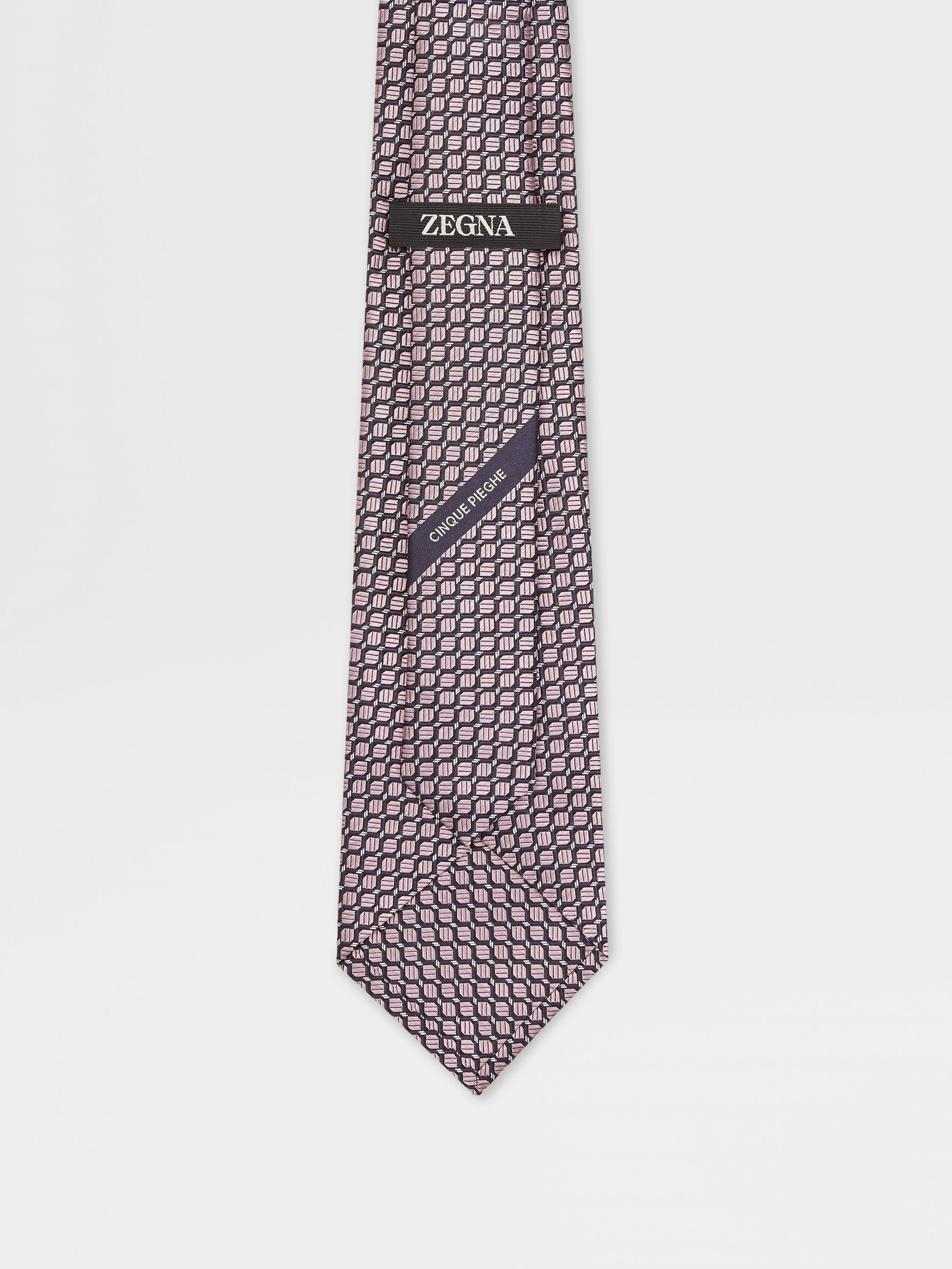 PINK CINQUE PIEGHE SILK TIE - 3