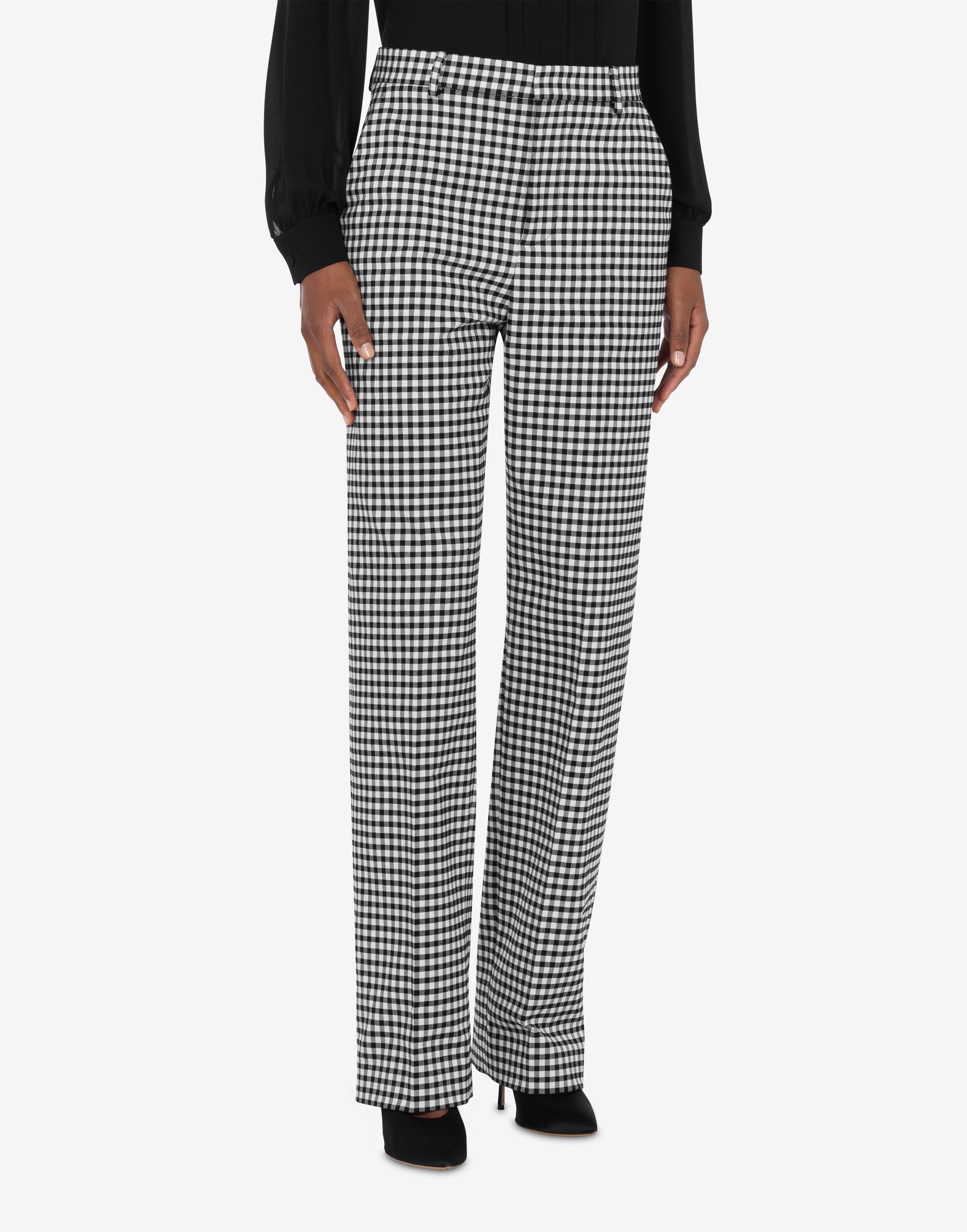 COTTON AND NYLON GINGHAM TROUSERS - 2