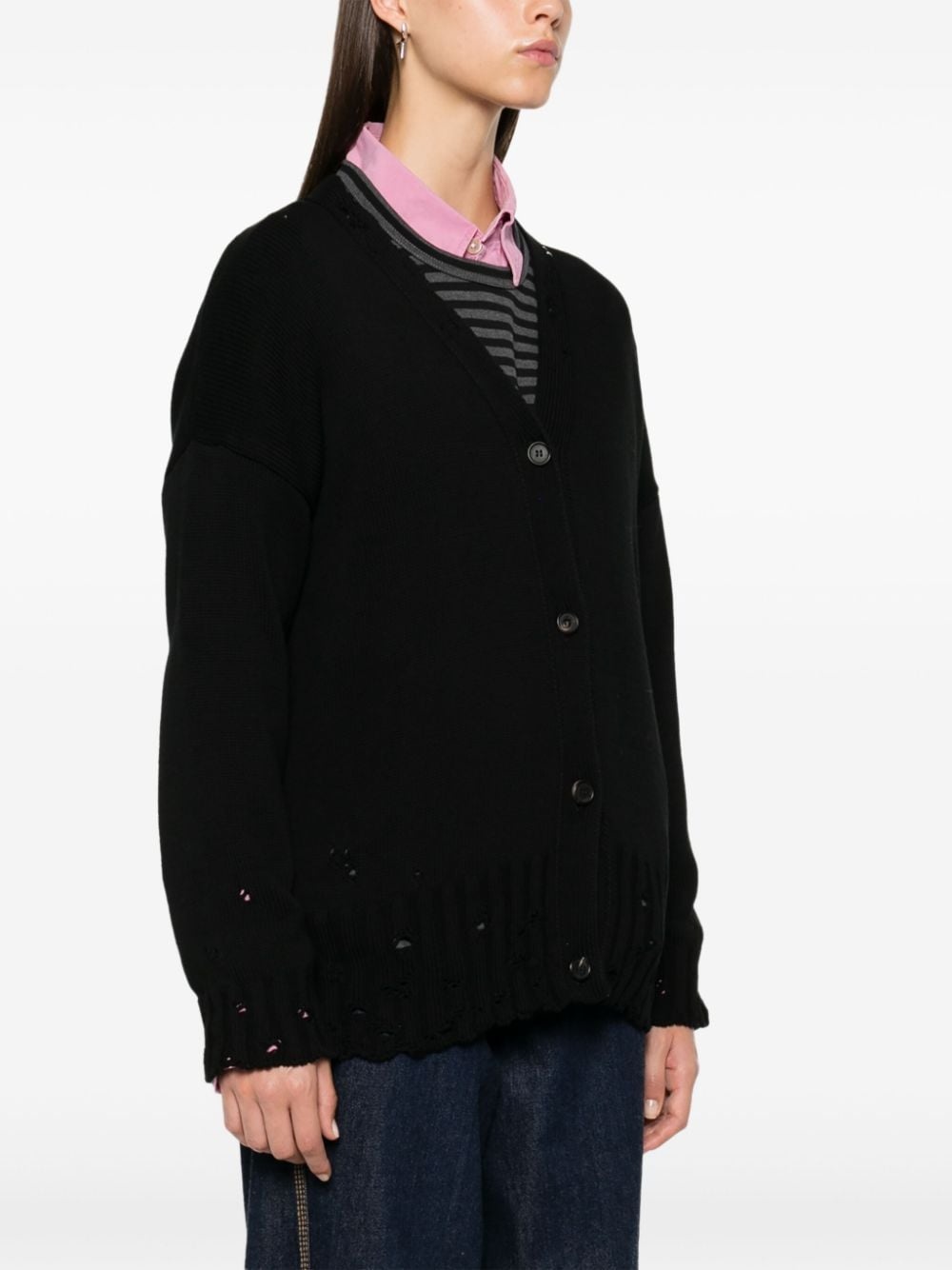 dishevelled cotton cardigan - 3
