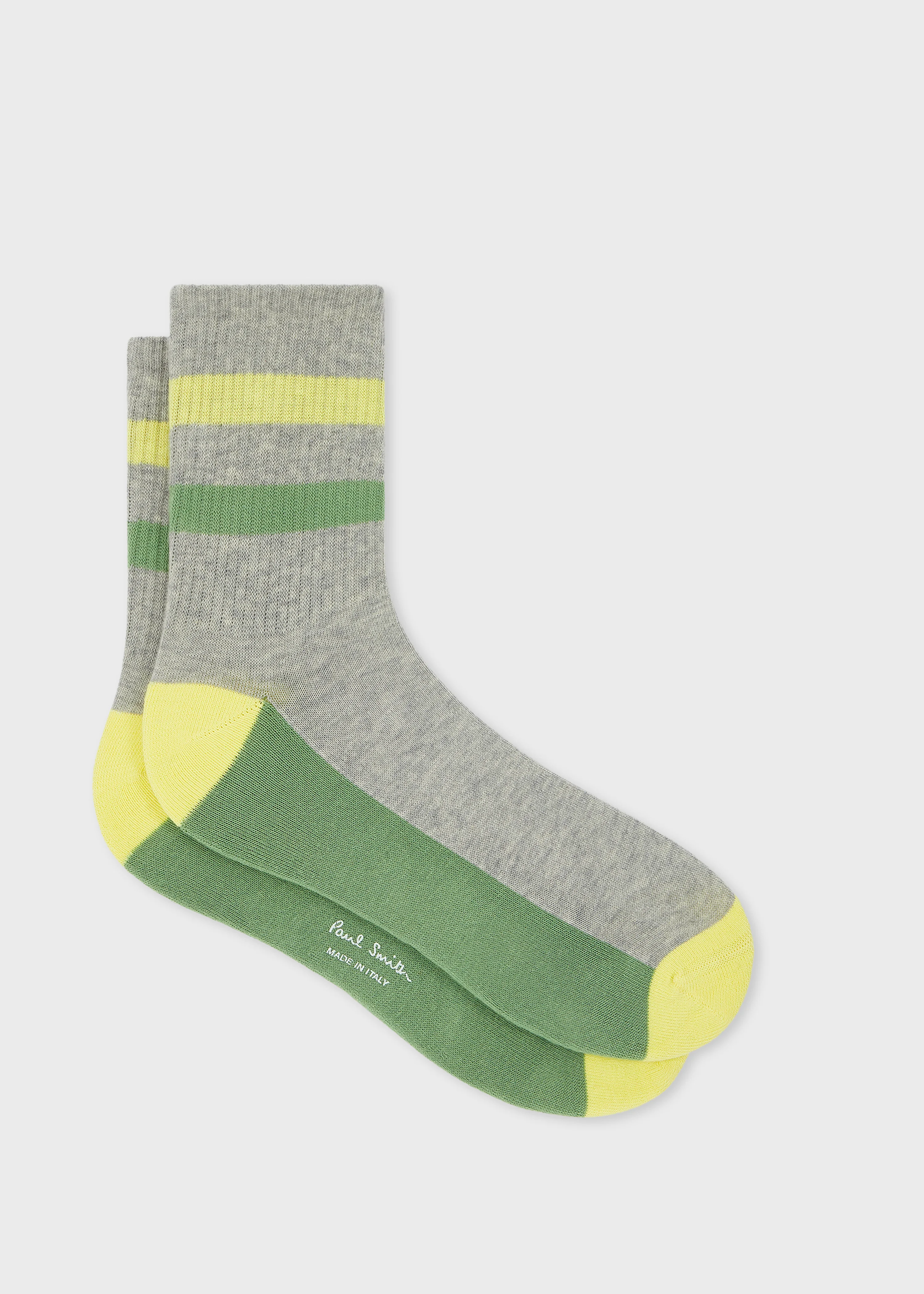 Grey and Green Ribbed Socks - 1