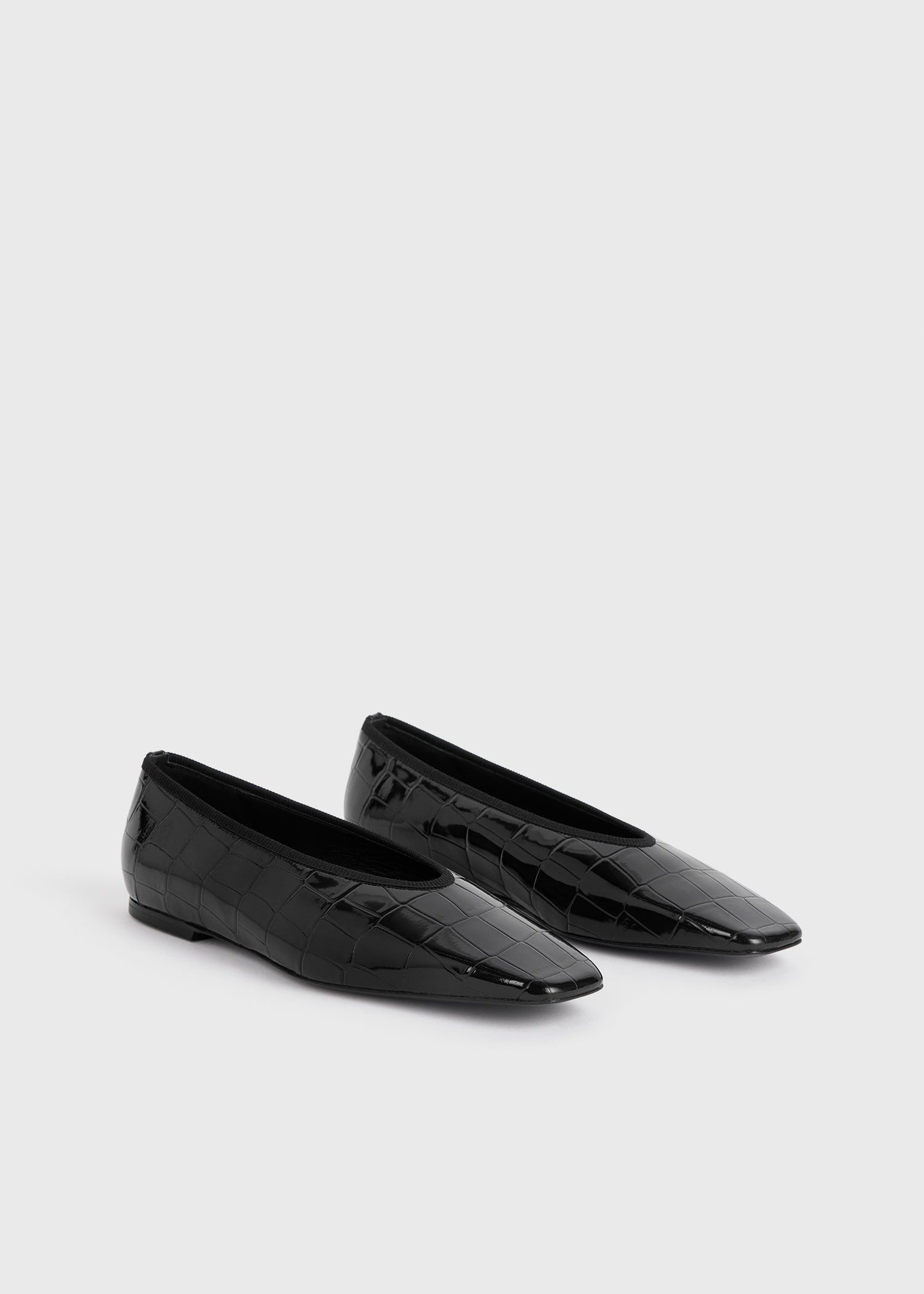 Minimalist croco-embossed ballerinas black - 7