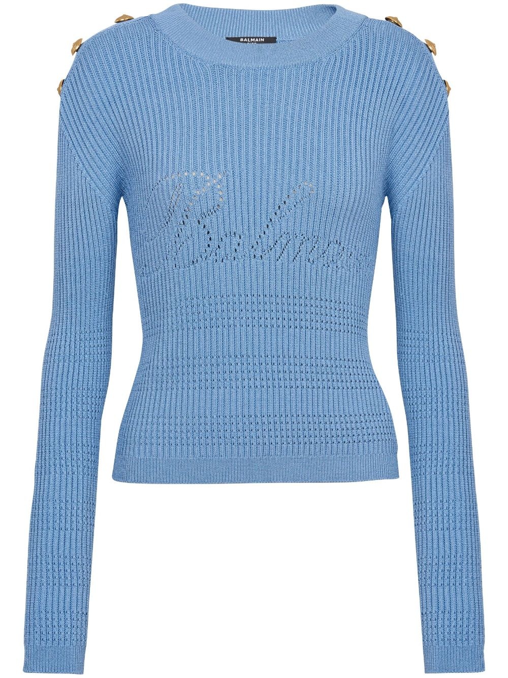 embossed-button ribbed-knit jumper - 1