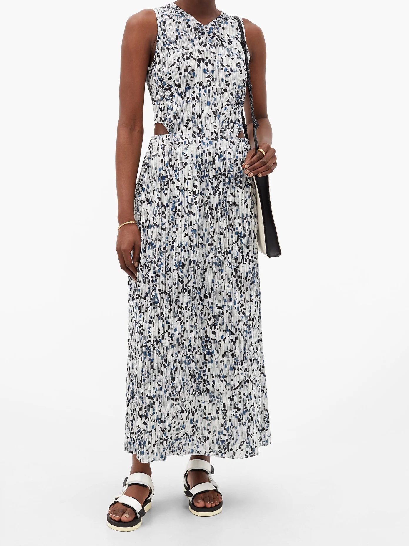 Terrazzo-print technical-pleated dress - 5