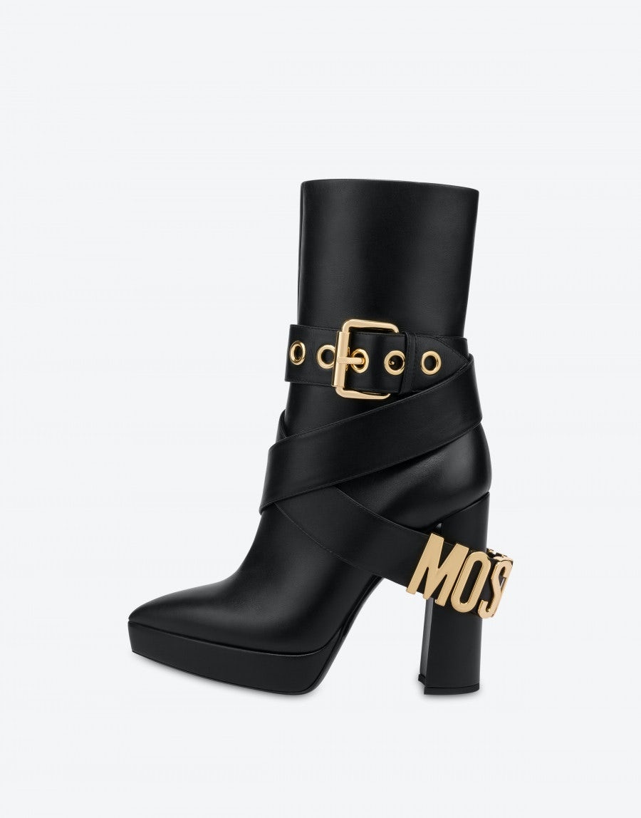 MOSCHINO BELT CALFSKIN ANKLE BOOTS - 2