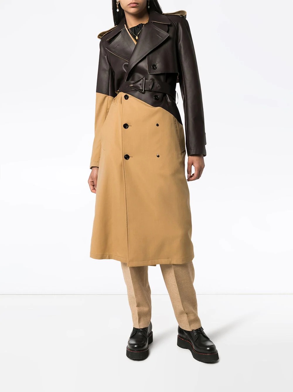 panelled trench coat - 3