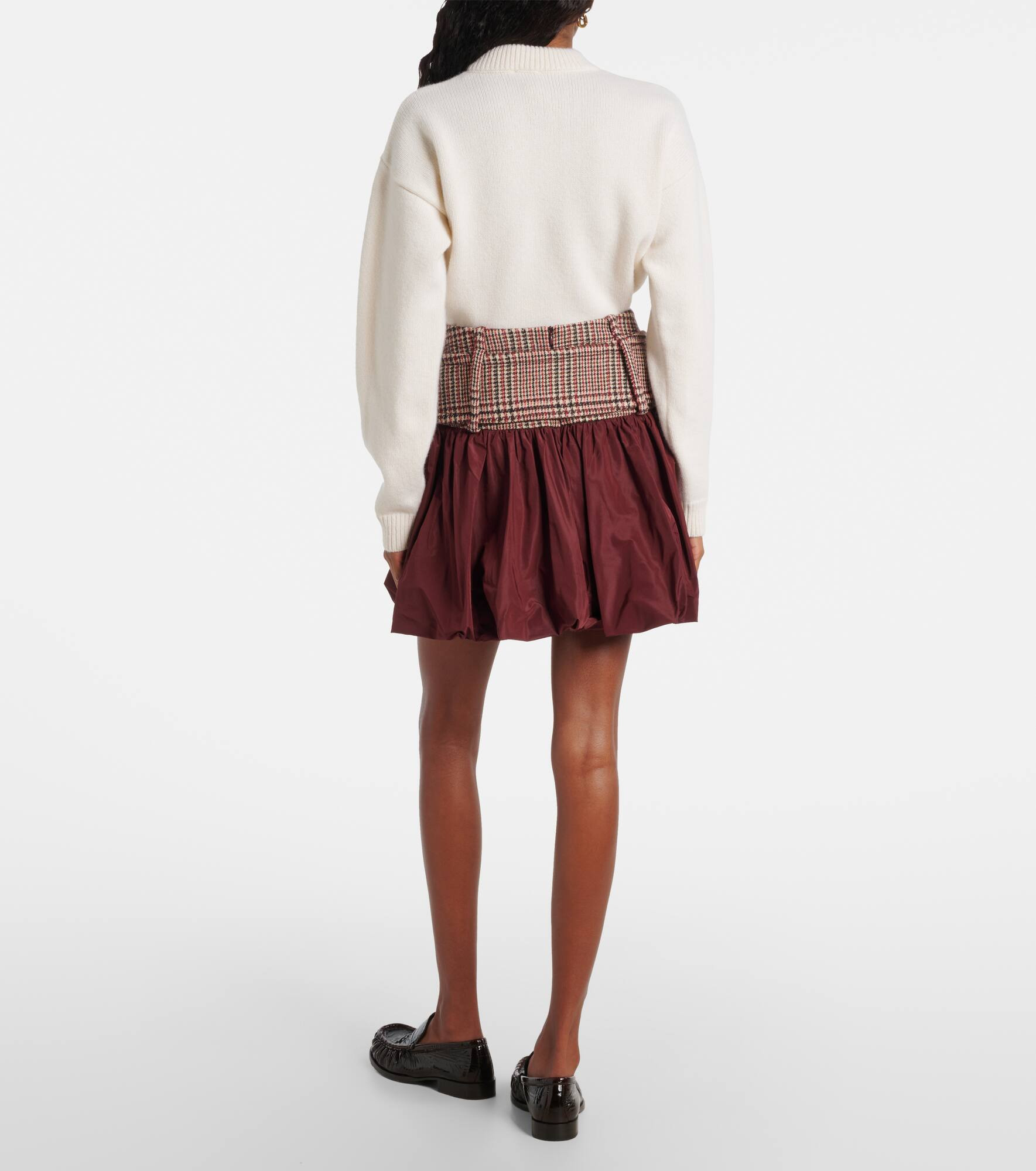 Checked ruched virgin wool miniskirt - 3