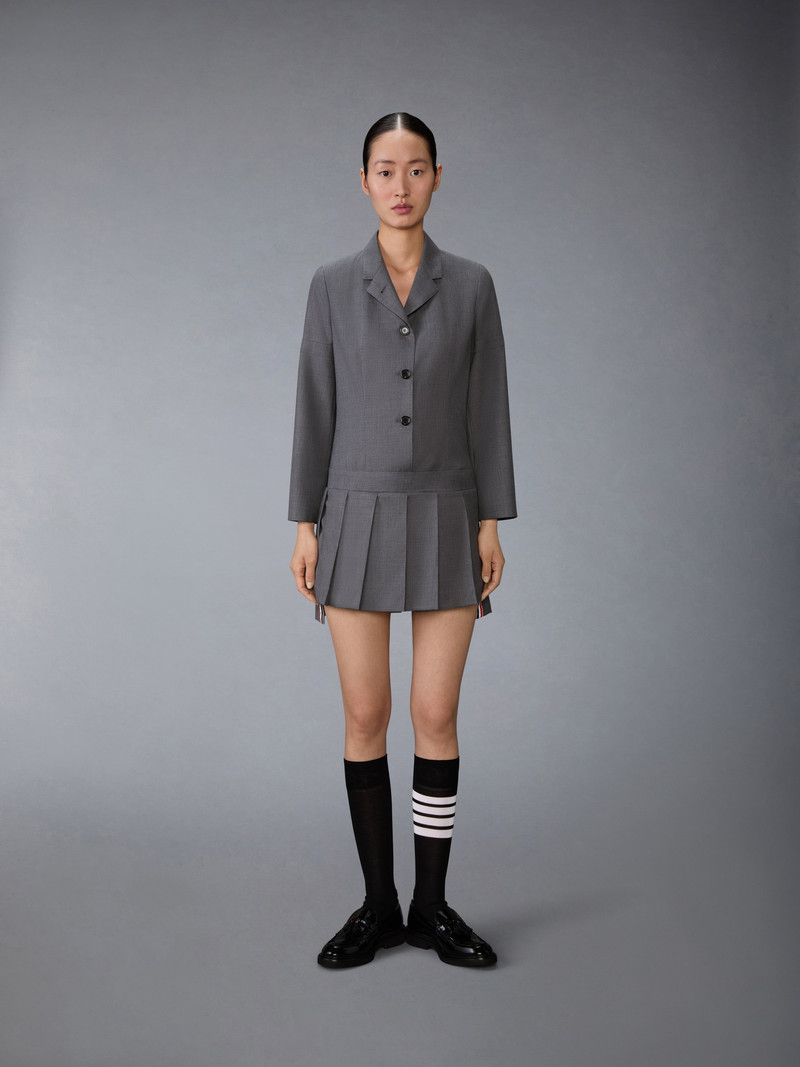 Thom Browne SUPER 120'S TWILL SPORTCOAT PLEATED MINI DRESS outlook