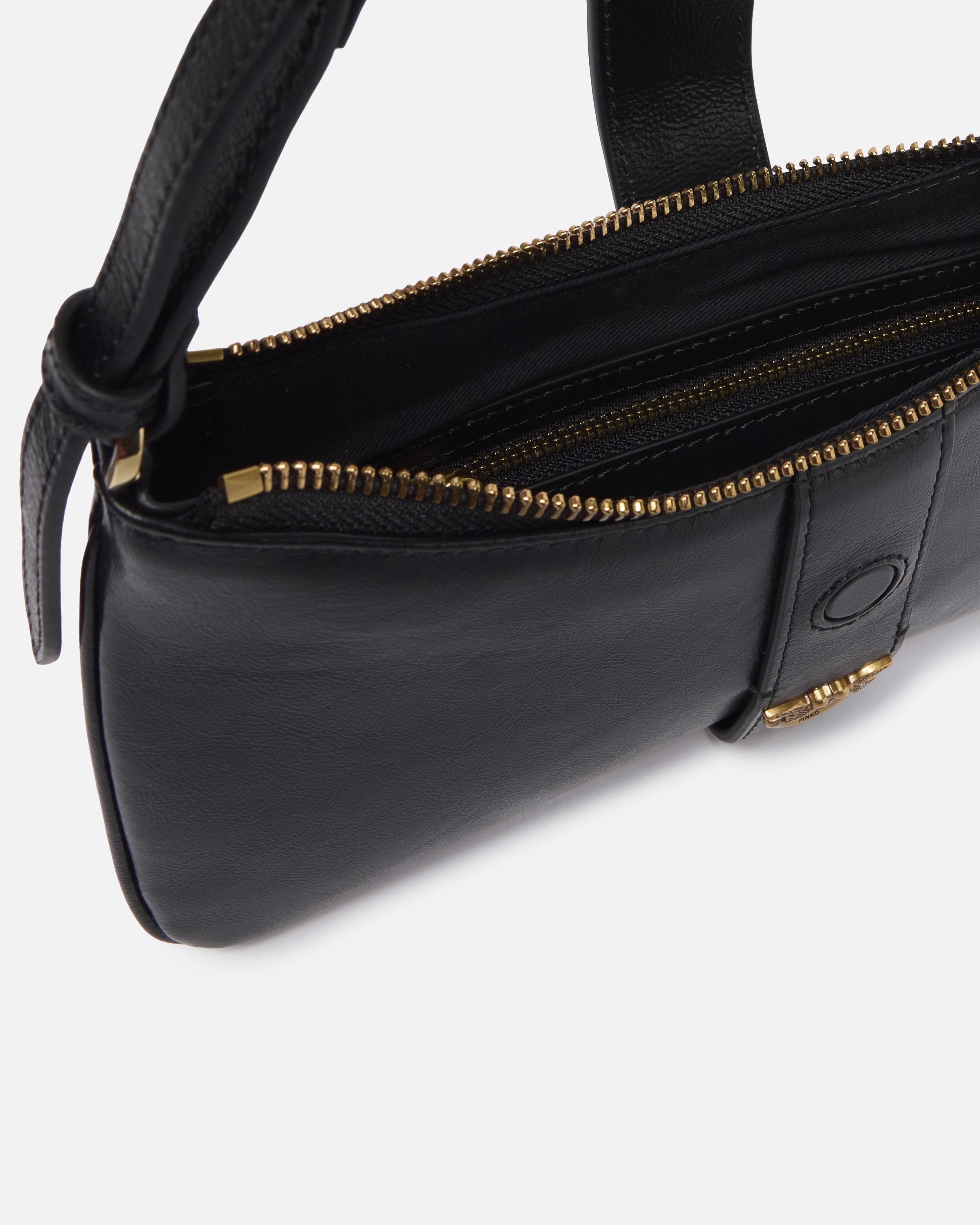 GLOSSY LEATHER SHOULDER BAG WITH RINGS - 4