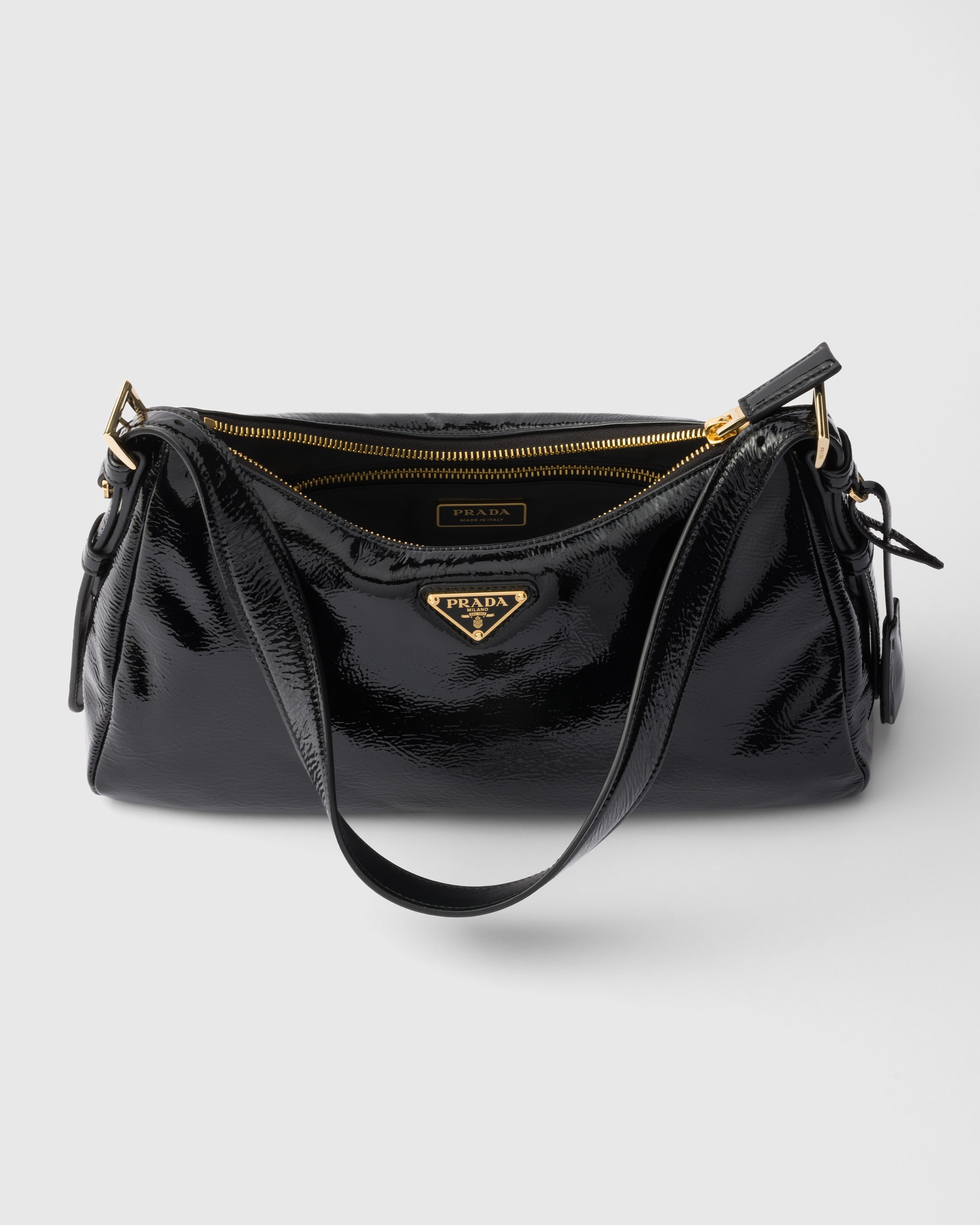 【関税&送料込】Prada Prada Arque Naplak Shoulder Bag Black Prada Arqué naplak patent leather shoulder bag | PRADA
