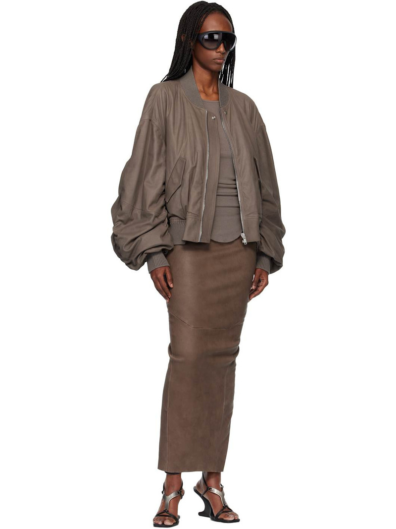 Rick Owens Gray Temple Secchia Flight Leather Jacket outlook