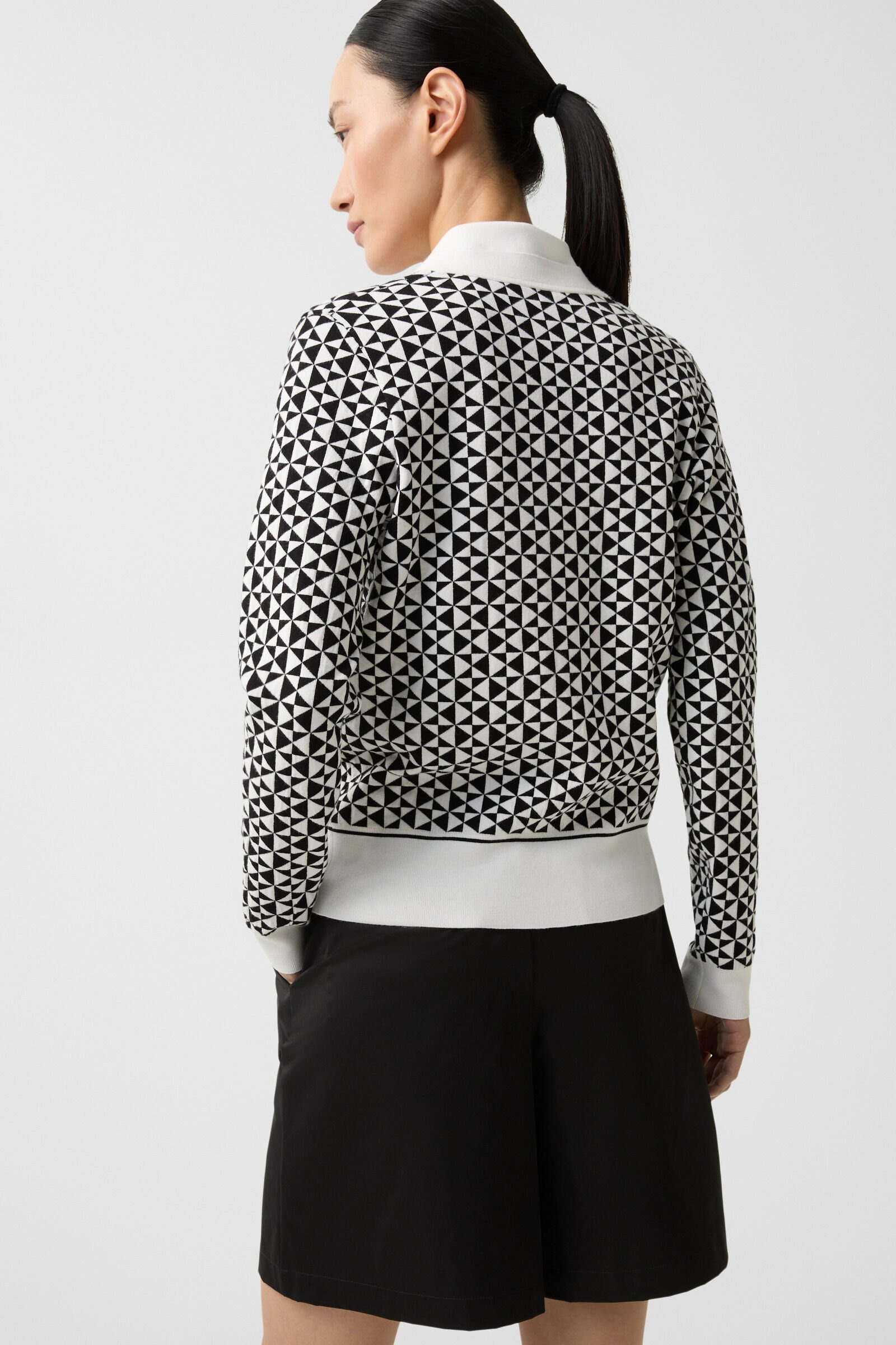 Knit jacket Ina in Black/Off-White - 3