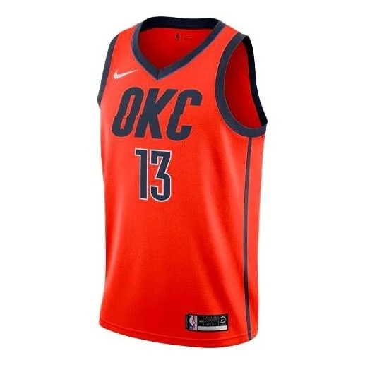 Nike NBA Basketball Sports Jersey SW Fan Edition Thunder Paul George No. 13 Version limited Orange B - 1