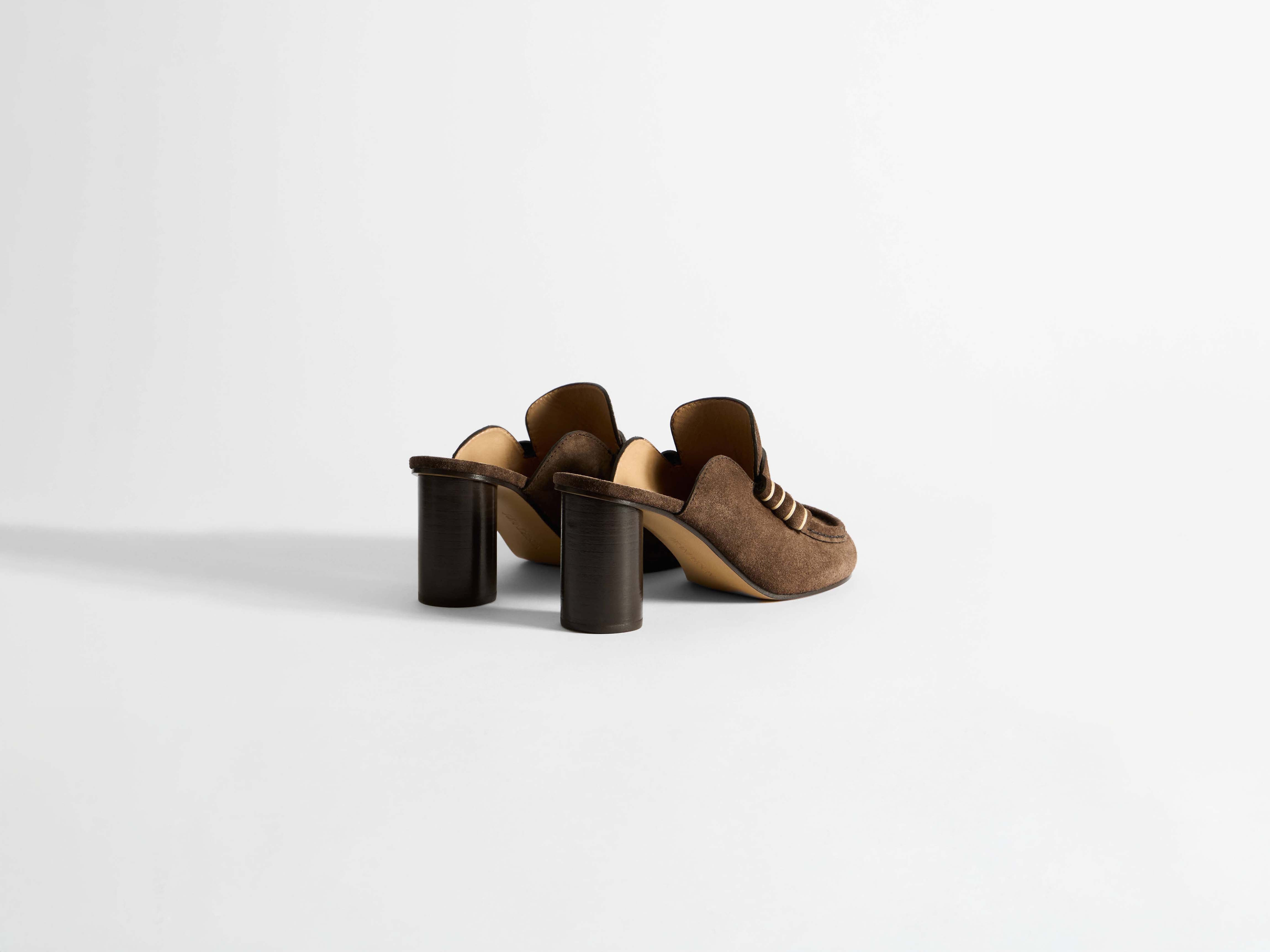 WOMENS LOAFER MULE SANDAL IN CHOCOLATE BROWN - 4