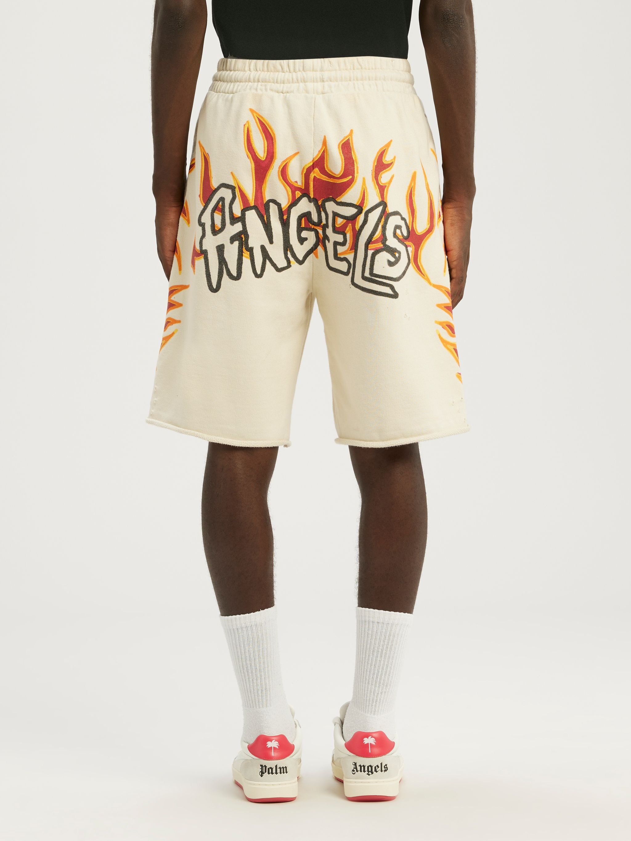 GARMENT DYE GRAFFITI FLAMES SWEATSHORTS - 5