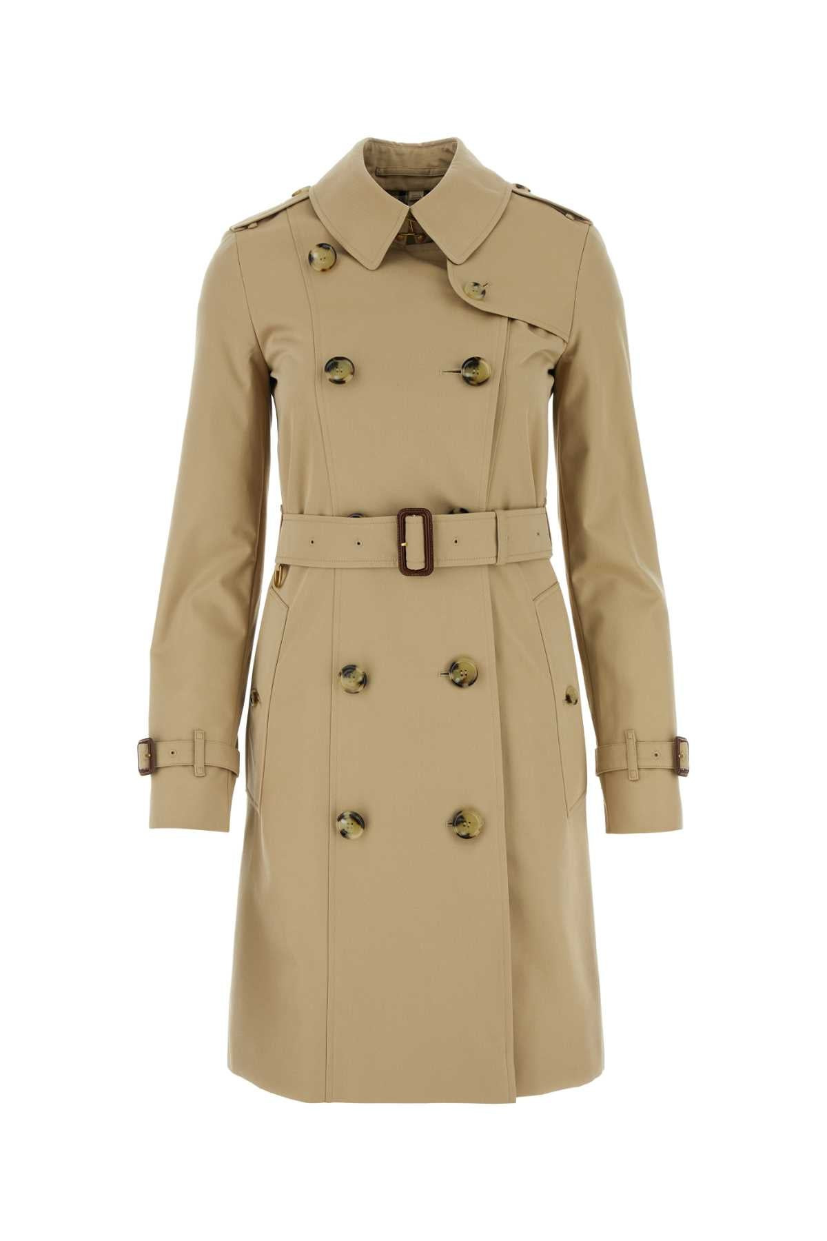 Burberry Women Beige Gabardine Heritage Chelsea Trench Coat - 1