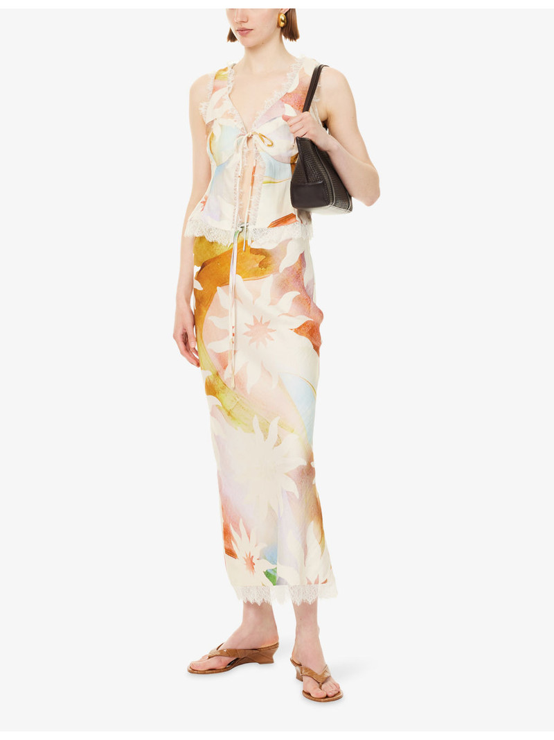 Never Fully Dressed Soleil Dorris Printed Woven Midi Skirt outlook