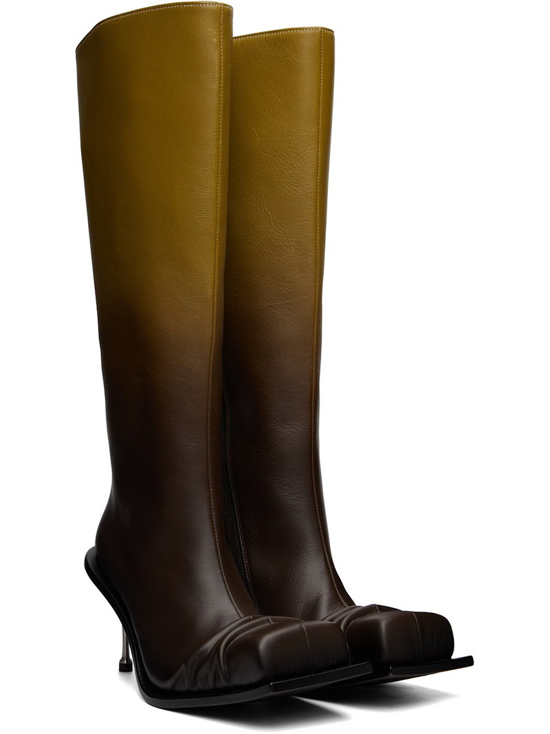 Brown Stiletto Heel Classic Square Toe Boots 4