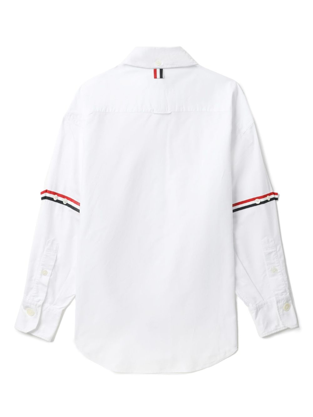 THOM BROWNE - Women Supersized Point Collar Shirt W/ Rwb Grosgrain Armbands In Oxford - 6