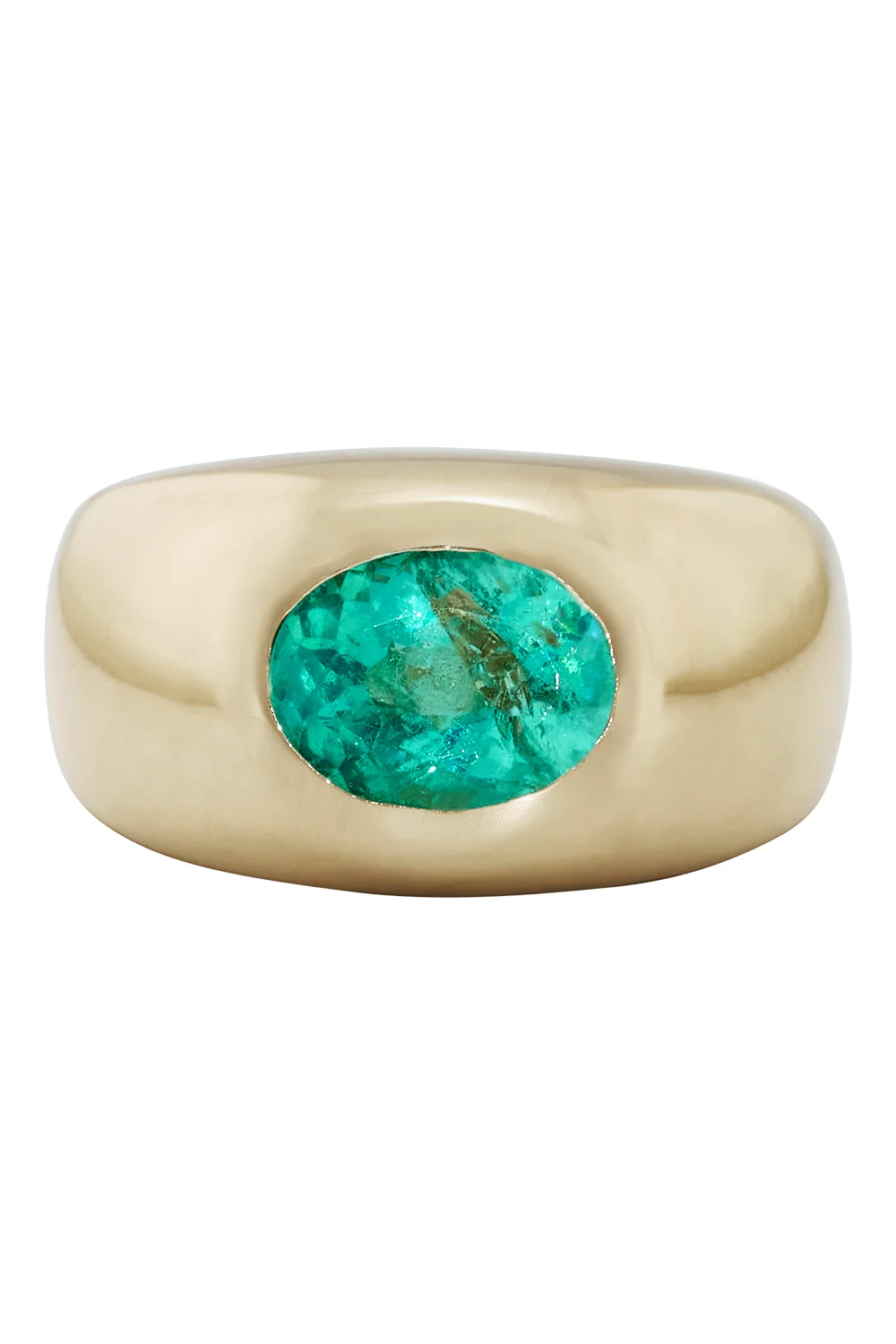 Emerald Oval Dome Ring - 1