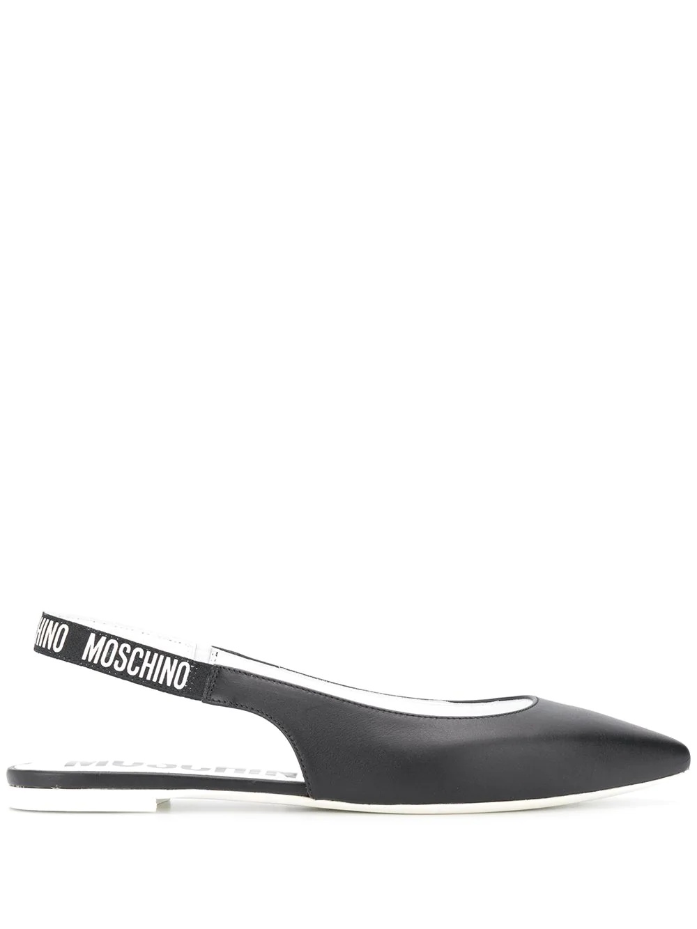 logo-strap slingback ballerina shoes - 1