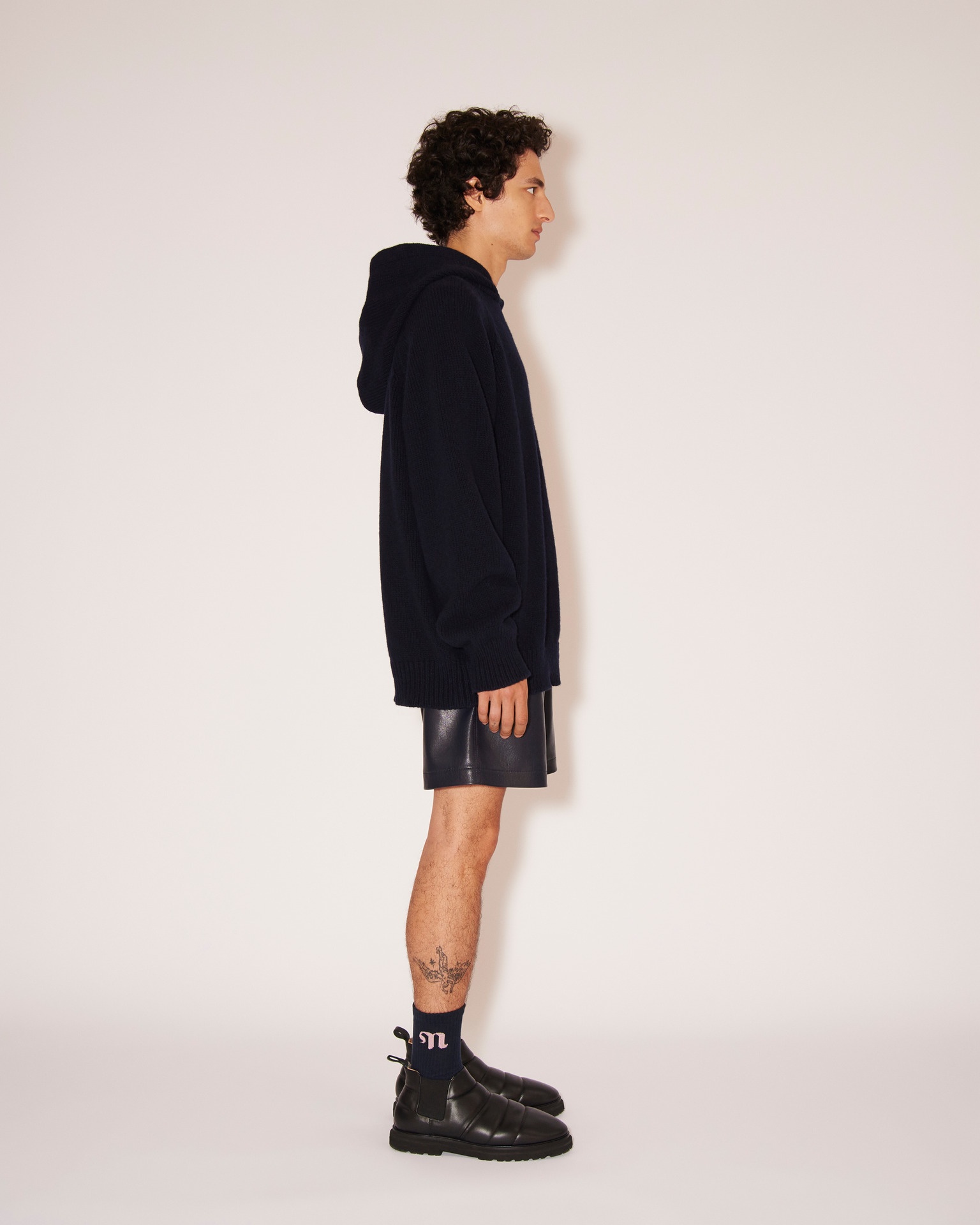 TAPIA - Cashmere-merino chunky hoodie - Navy - 3