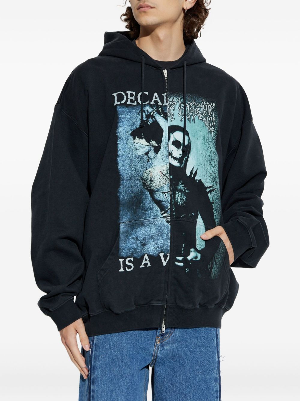 graphic-print zip-up hoodie - 4