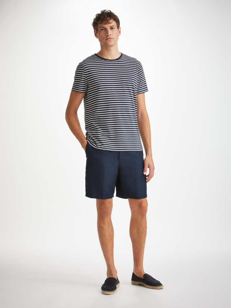 Derek Rose Men's Shorts Sydney 2 Linen Navy outlook